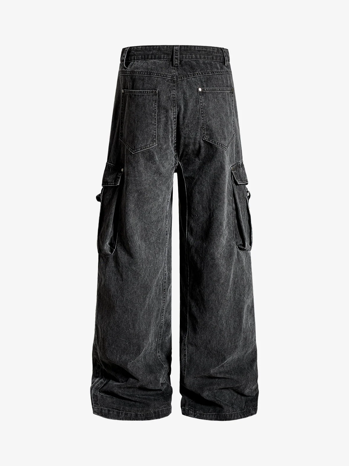 Washed Cotton Multi-Pocket Ruched Cargo Pants - Image 4