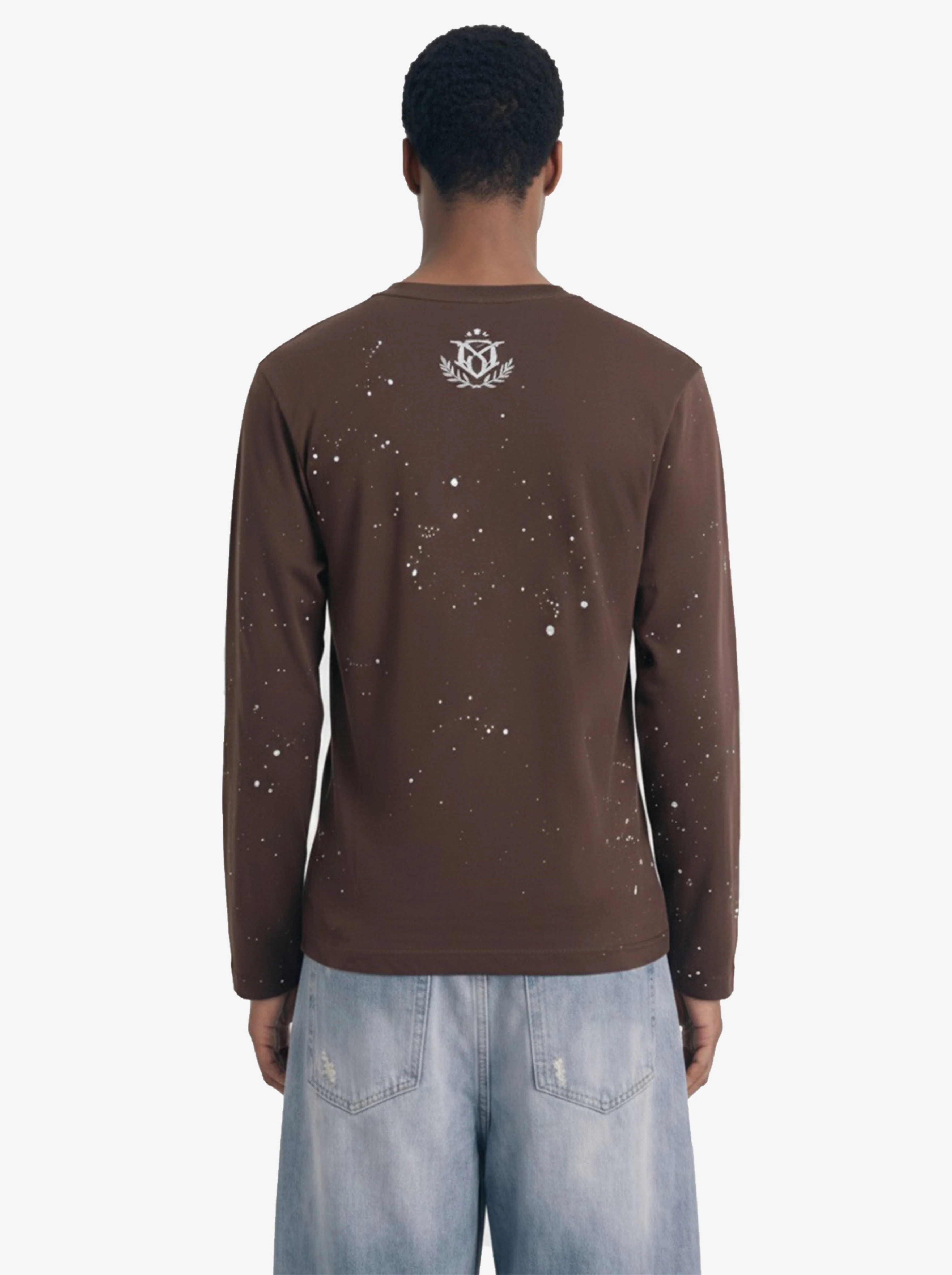 Washed Cotton Paint-Splatter Logo Graphic Long Sleeve T-Shirt - Image 3