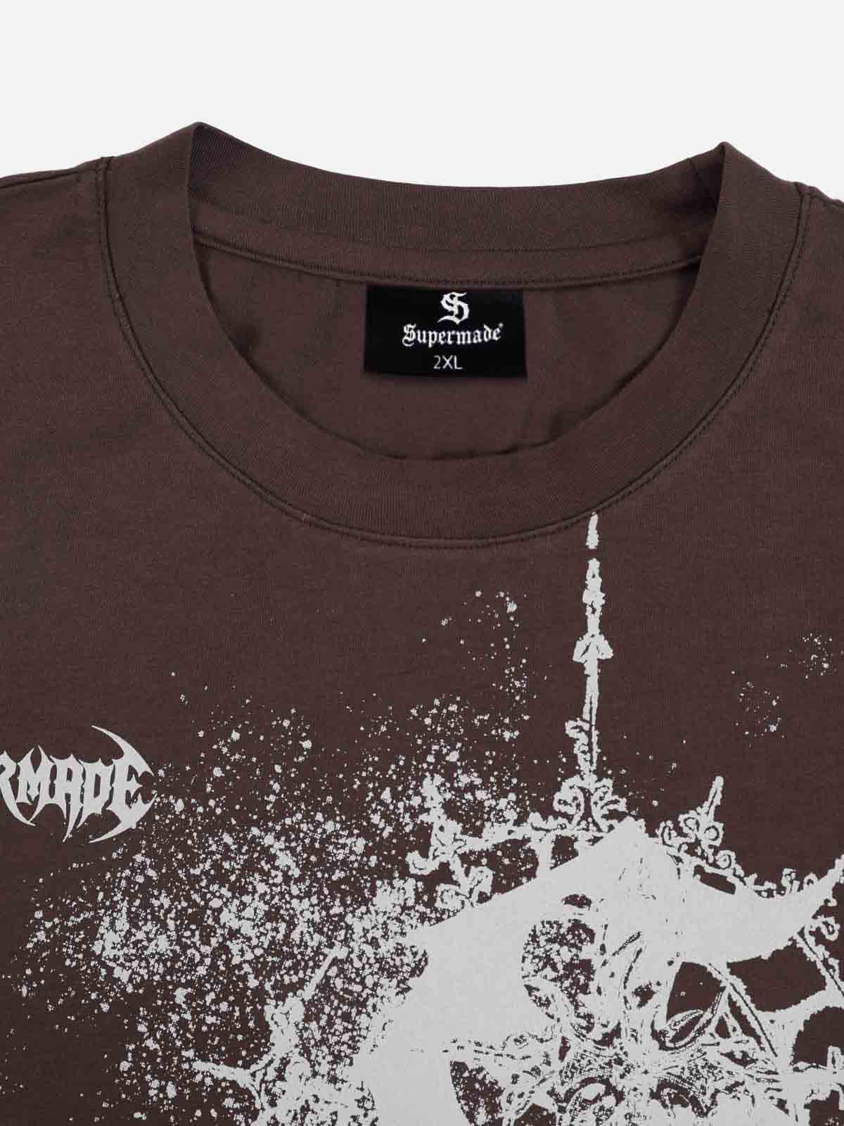 Washed Cotton Paint-Splatter Logo Graphic Long Sleeve T-Shirt - Image 7