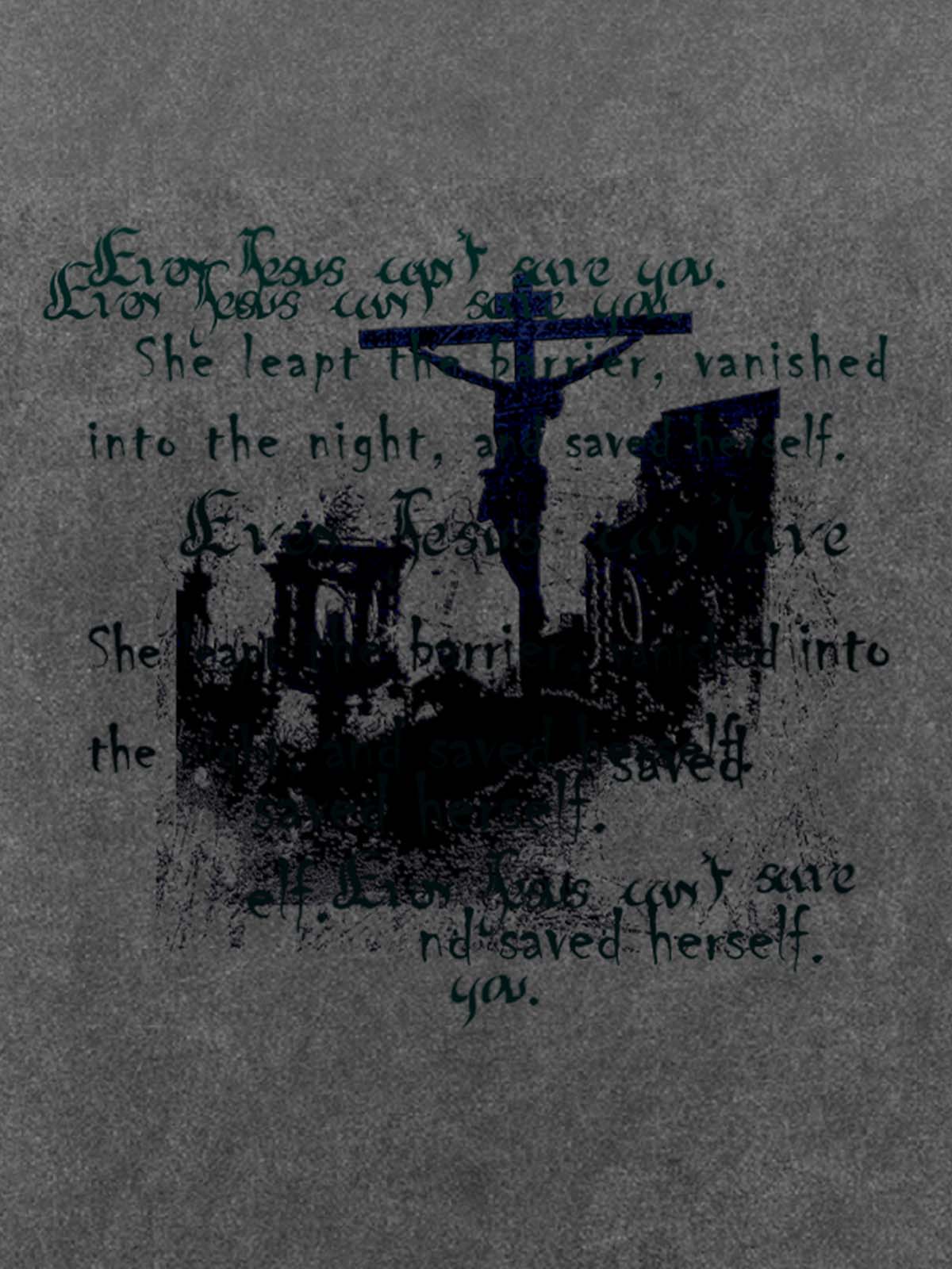 Washed Cross Overlay Text Graphic T-Shirt - Image 11