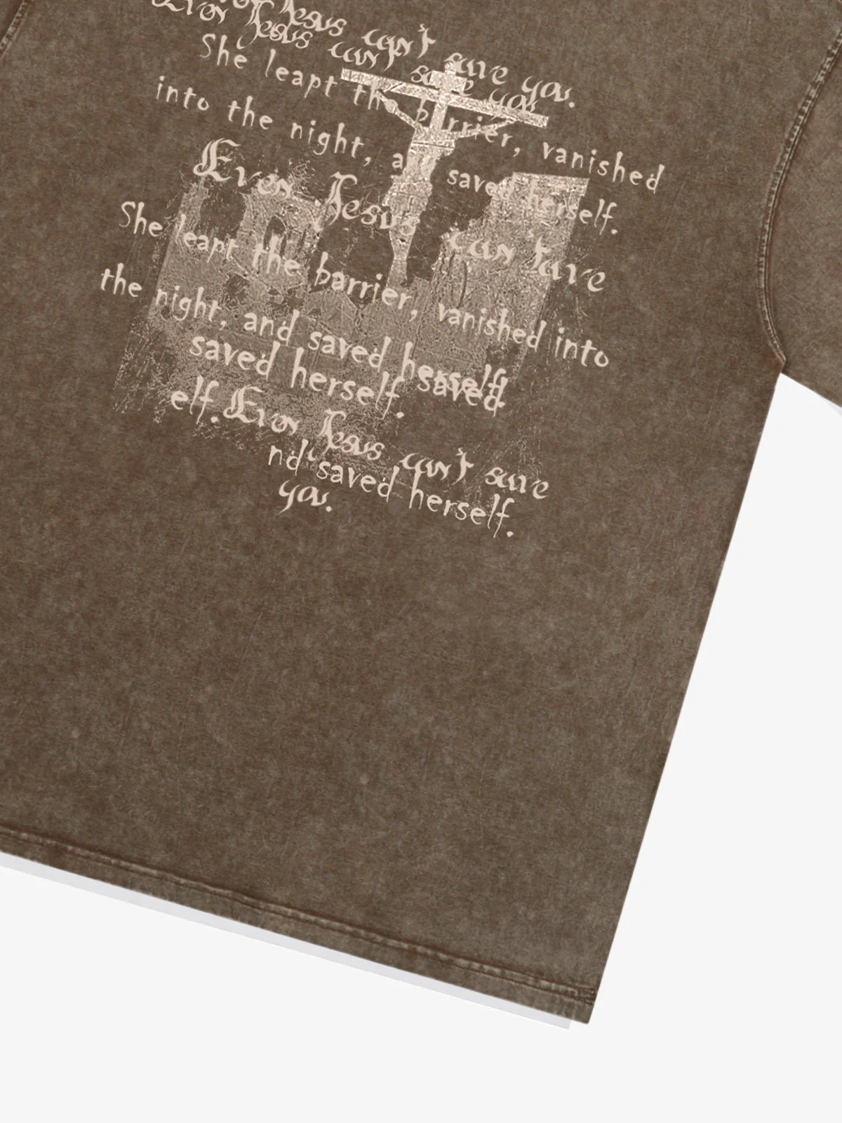 Washed Cross Overlay Text Graphic T-Shirt - Image 14