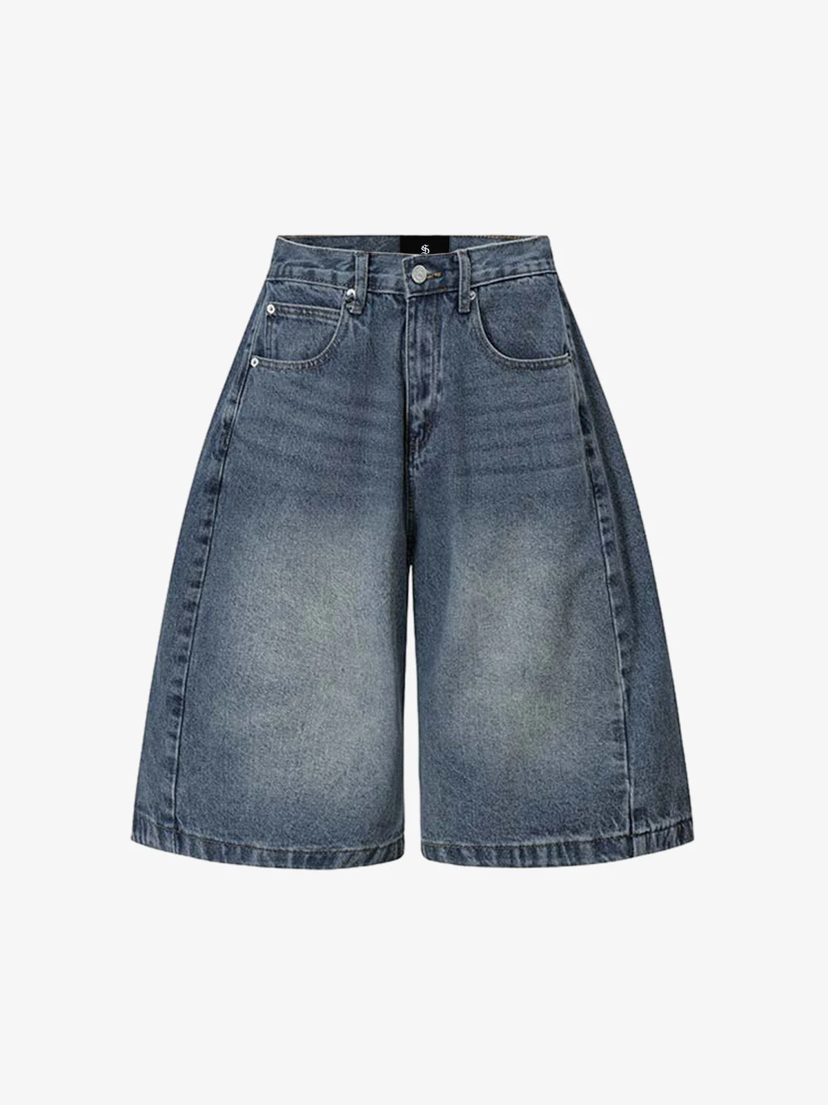 Washed Denim Wide Leg Jorts