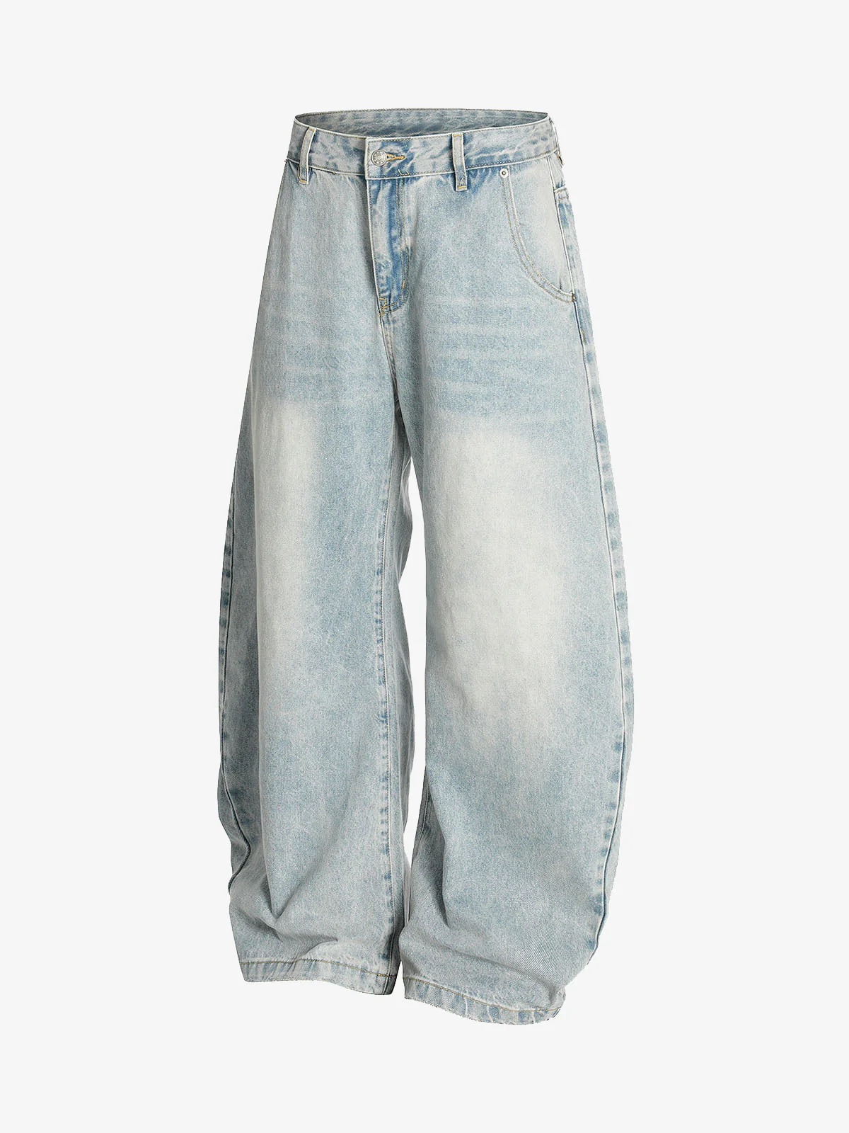 Denim Washed Distressed Barrel Jeans - 2511 - Image 6