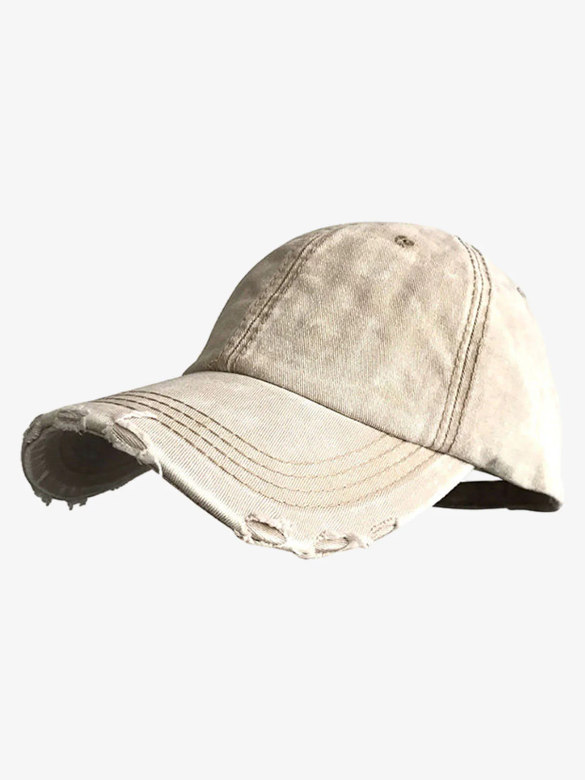 Washed Distressed Frayed Brim Baseball Cap - Image 3