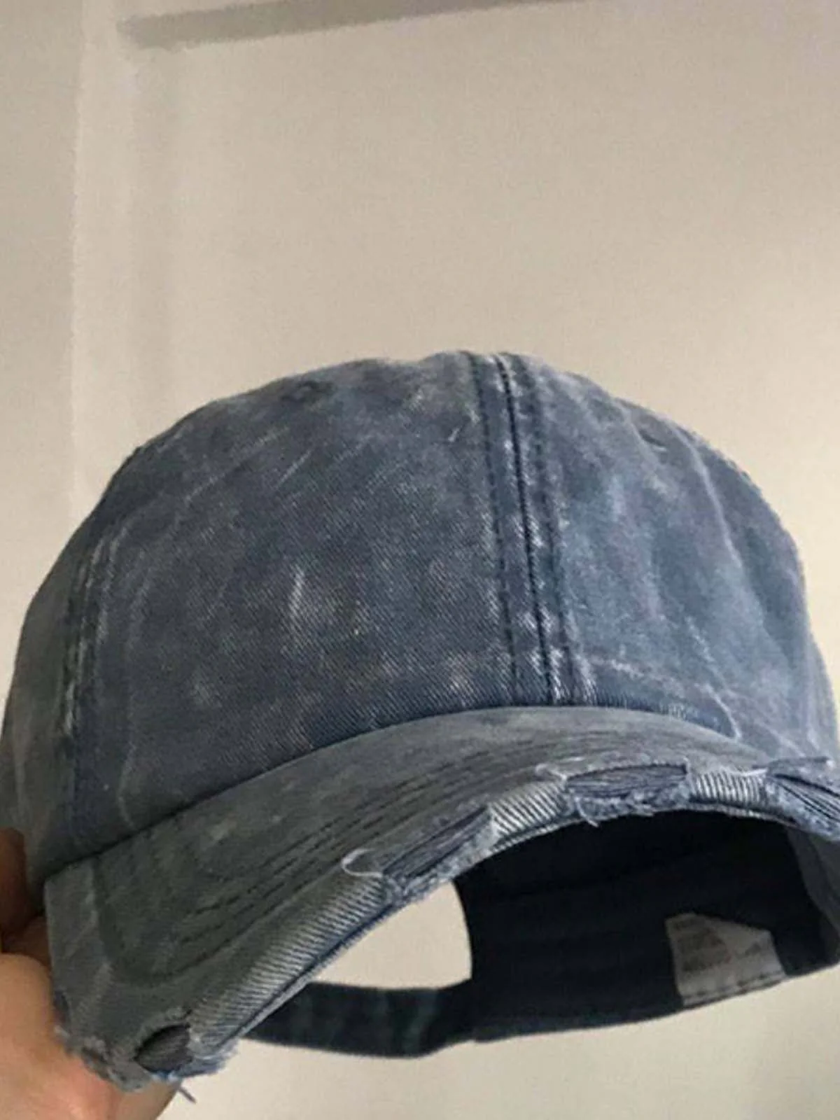 Washed Distressed Frayed Brim Baseball Cap - Image 9