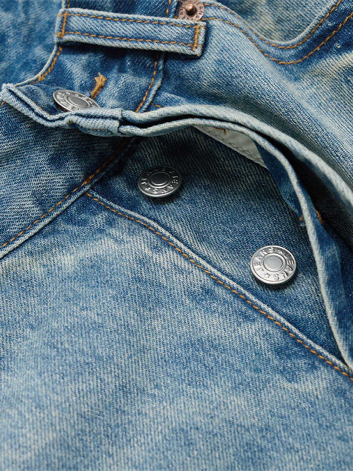 Washed Distressed Ink-Splashed Denim Shorts - Image 5