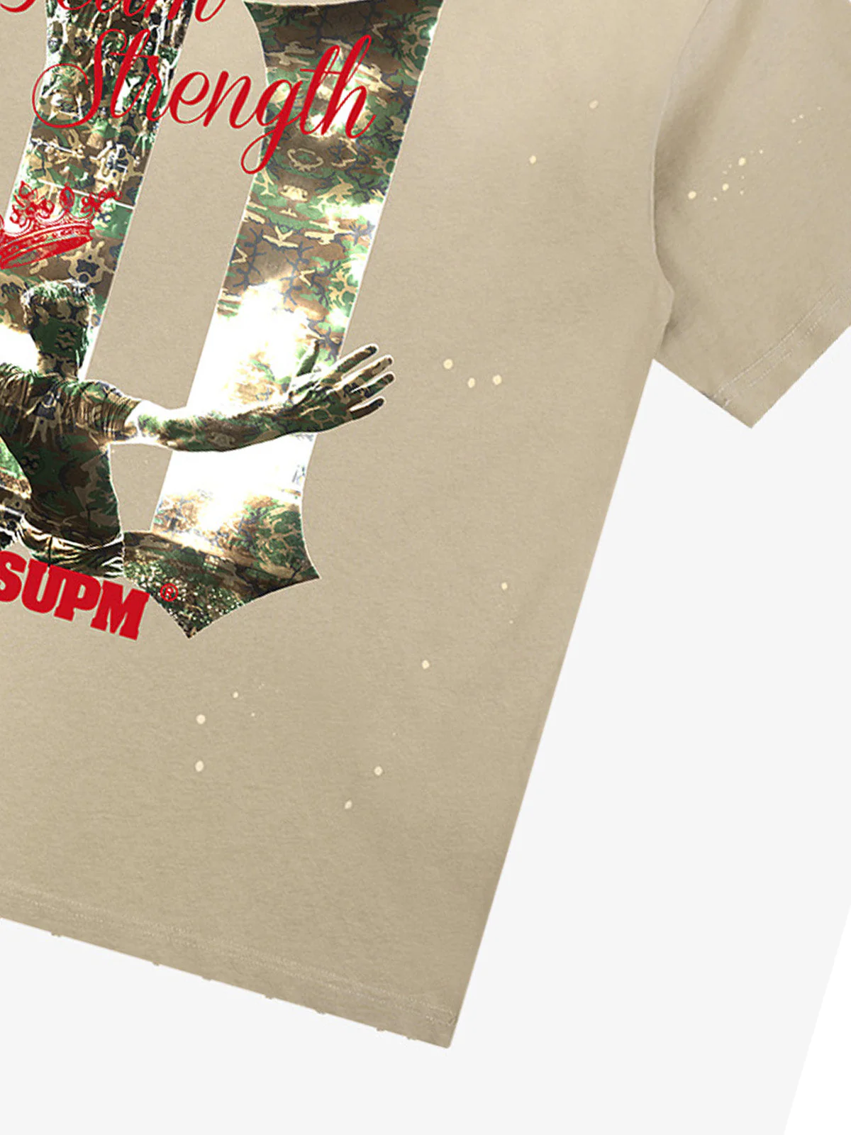 Washed Distressed "Team Strength 11" Graphic T-Shirt - Image 10