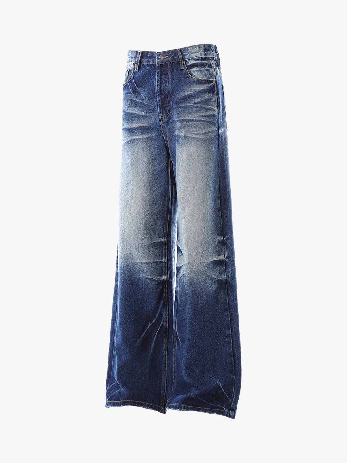 Washed Distressed Wrinkled Dyed Jeans - Image 4