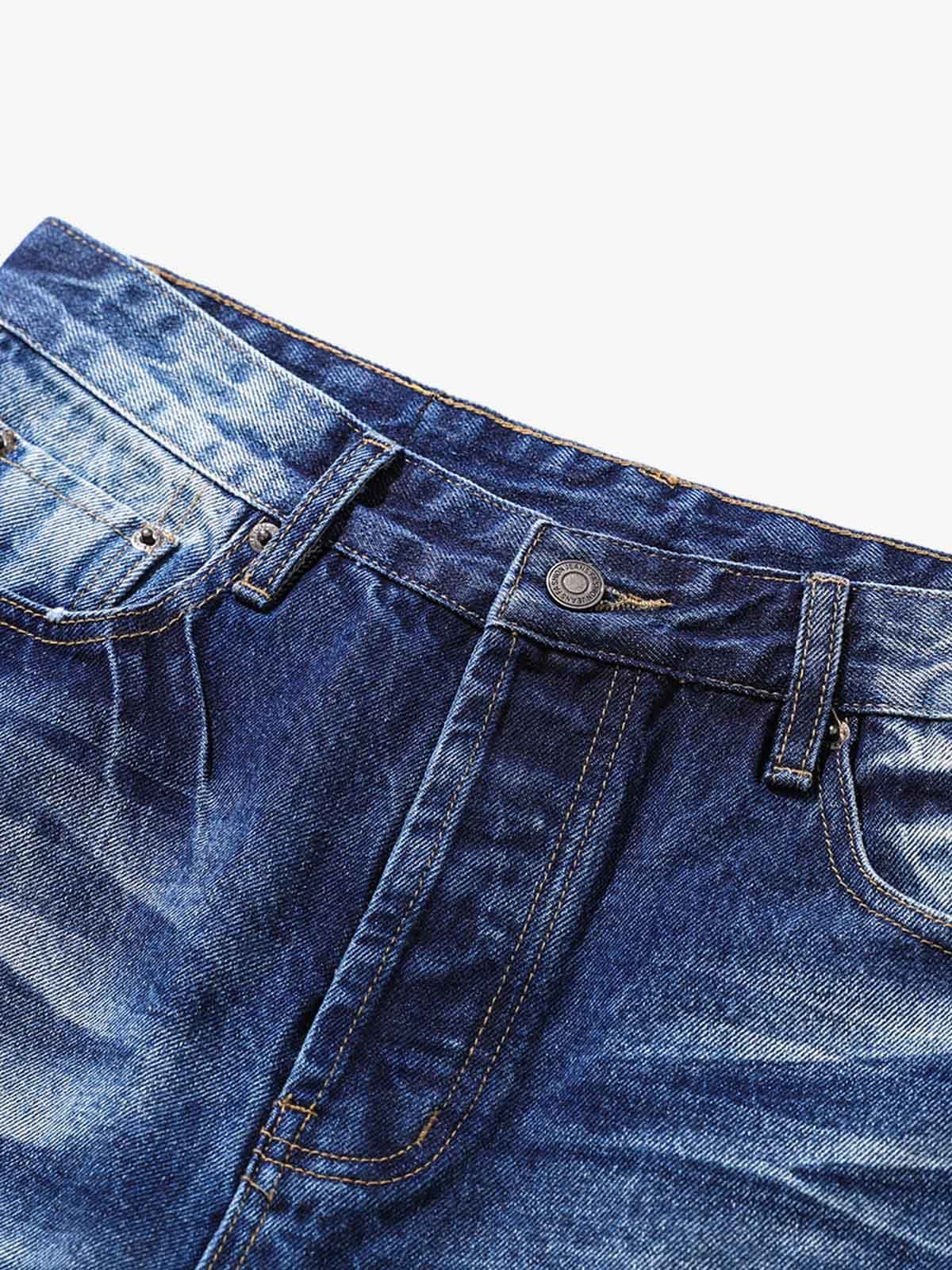 Washed Distressed Wrinkled Dyed Jeans - Image 5