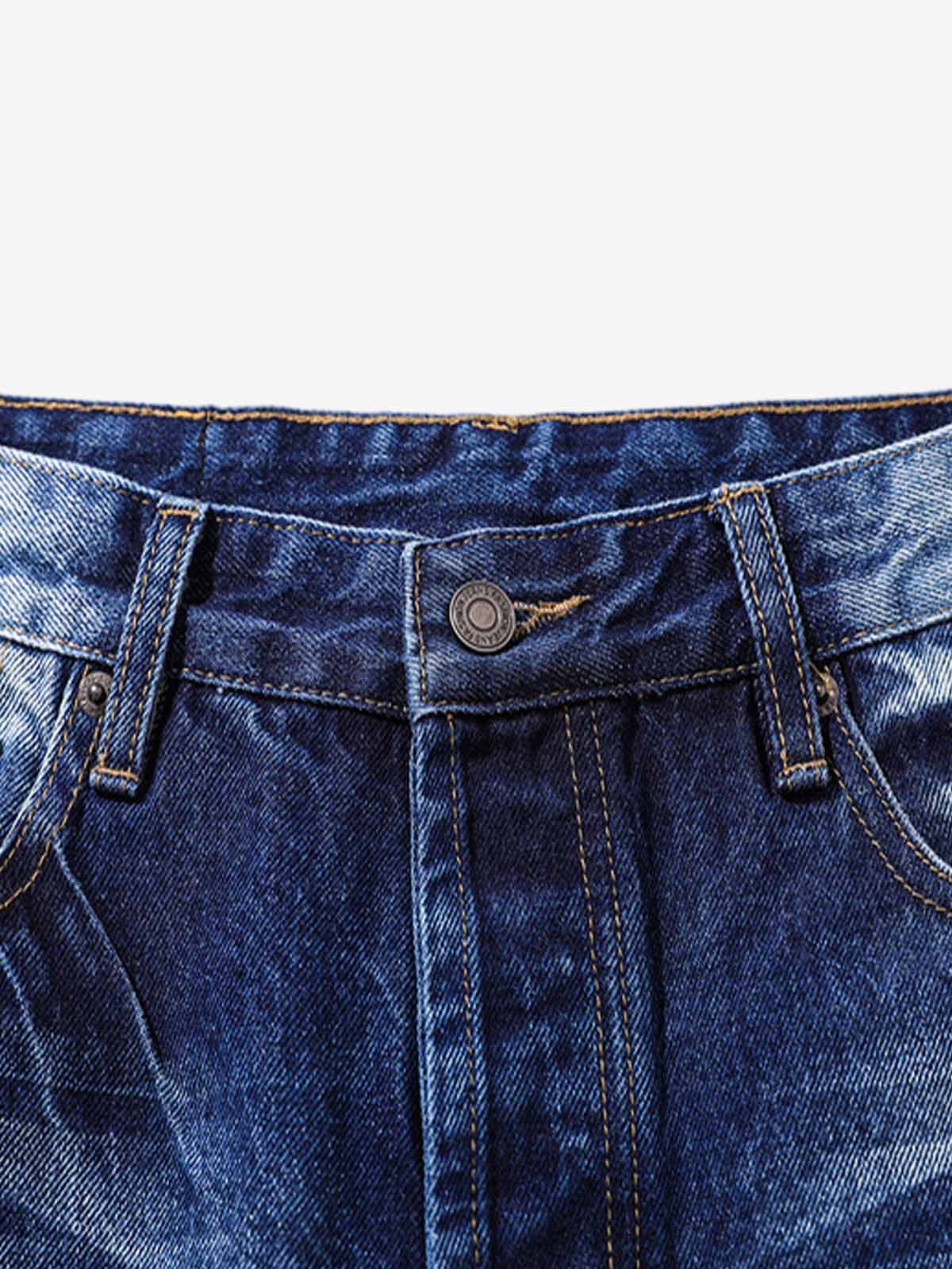 Washed Distressed Wrinkled Dyed Jeans - Image 6
