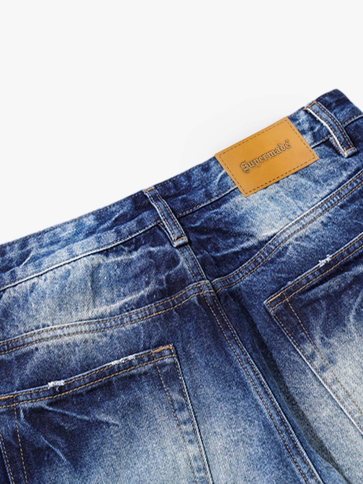 Washed Distressed Wrinkled Dyed Jeans - Image 8