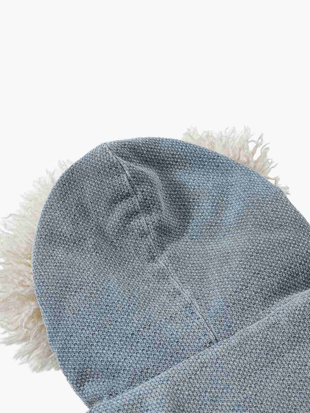 Washed Embroidered Fur-Lined Denim Bomber Jacket - Image 4