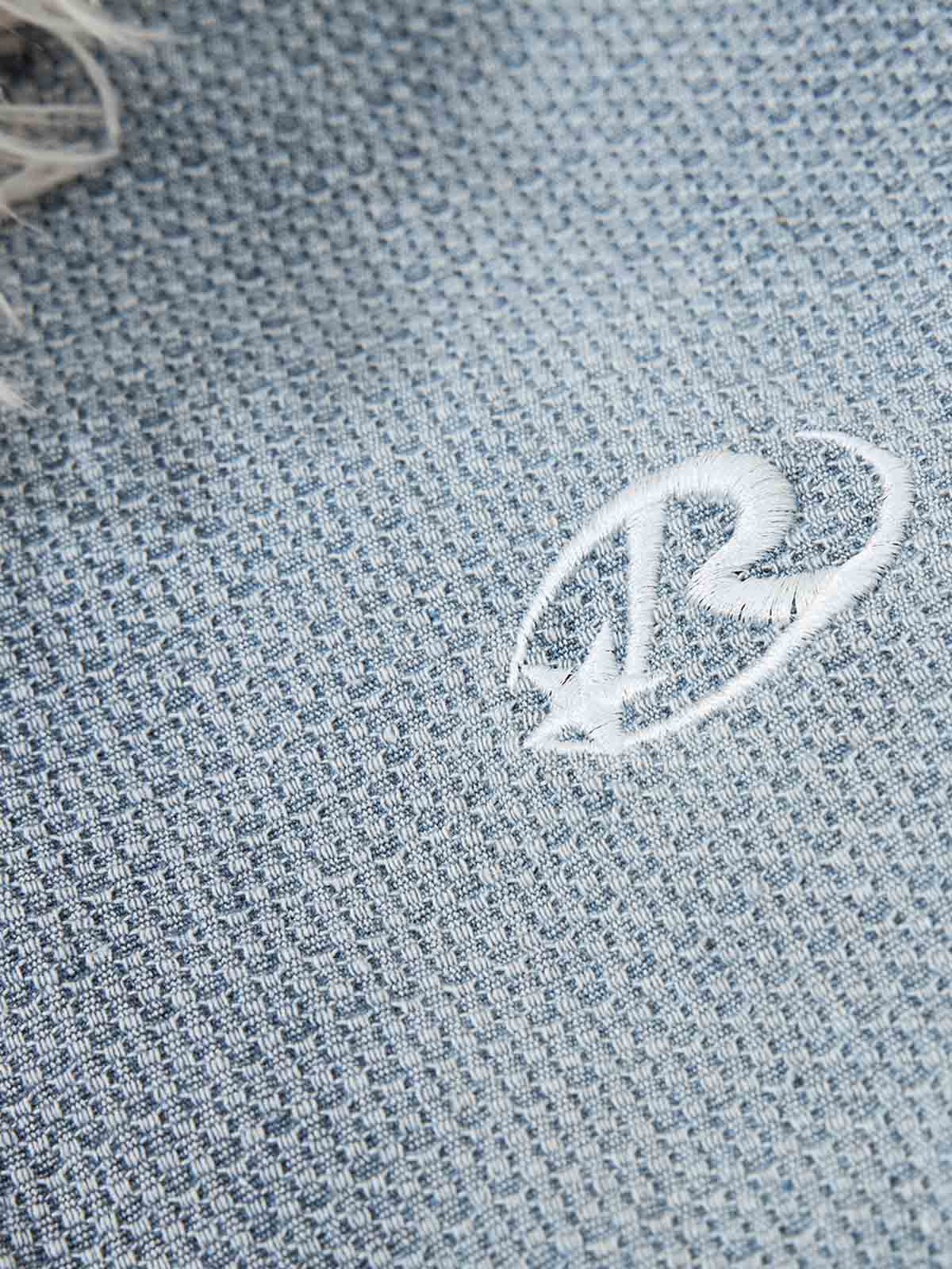 Washed Embroidered Fur-Lined Denim Bomber Jacket - Image 7