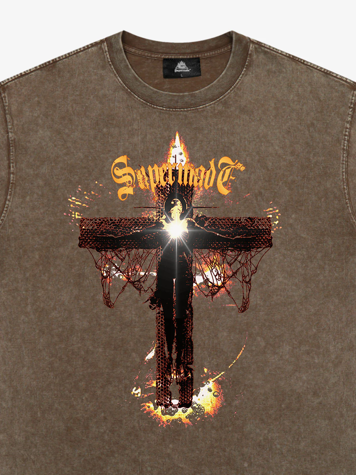 Washed Gothic Cross Graphic T-Shirt - Image 13