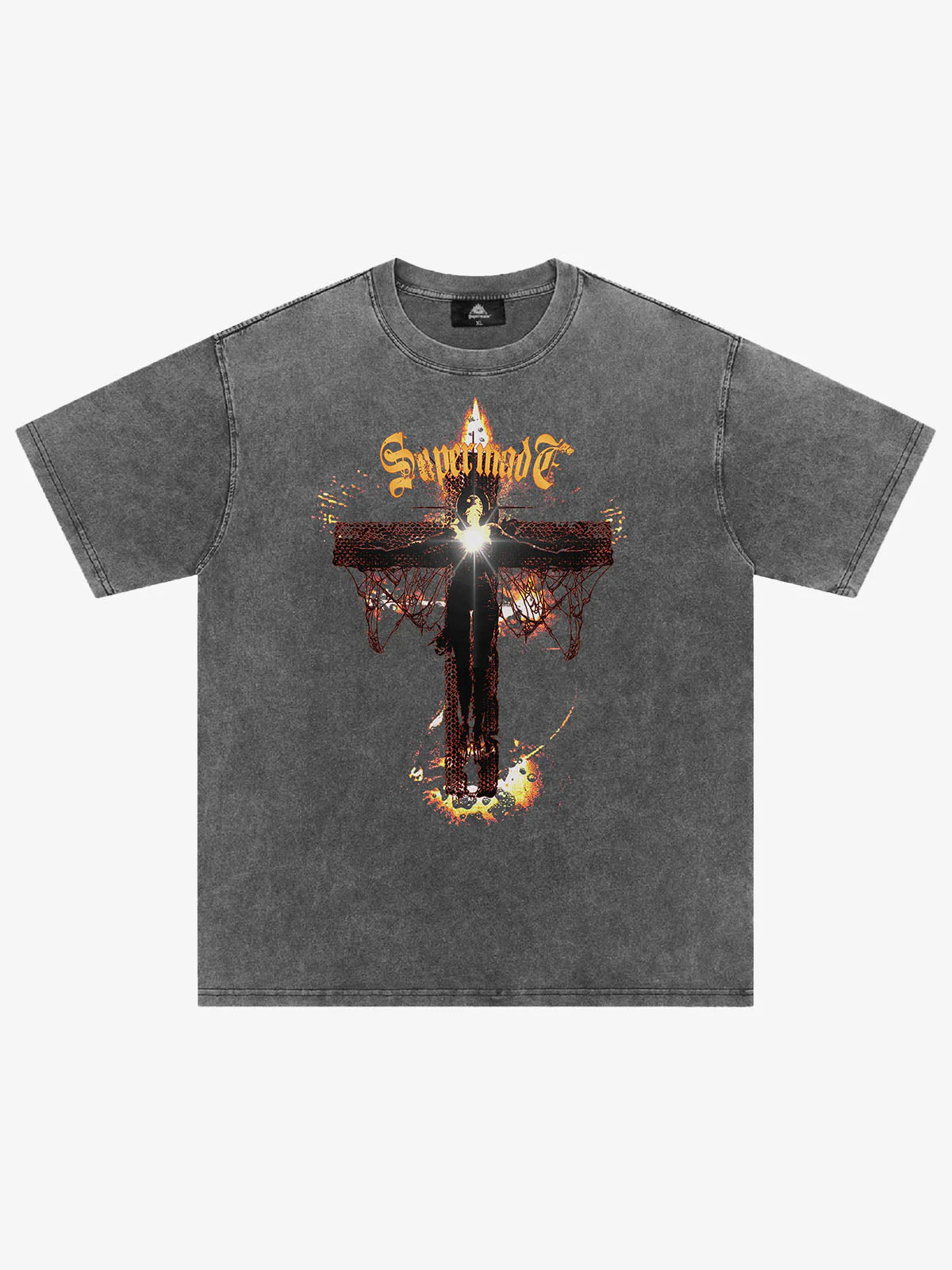 Washed Gothic Cross Graphic T-Shirt - Image 2