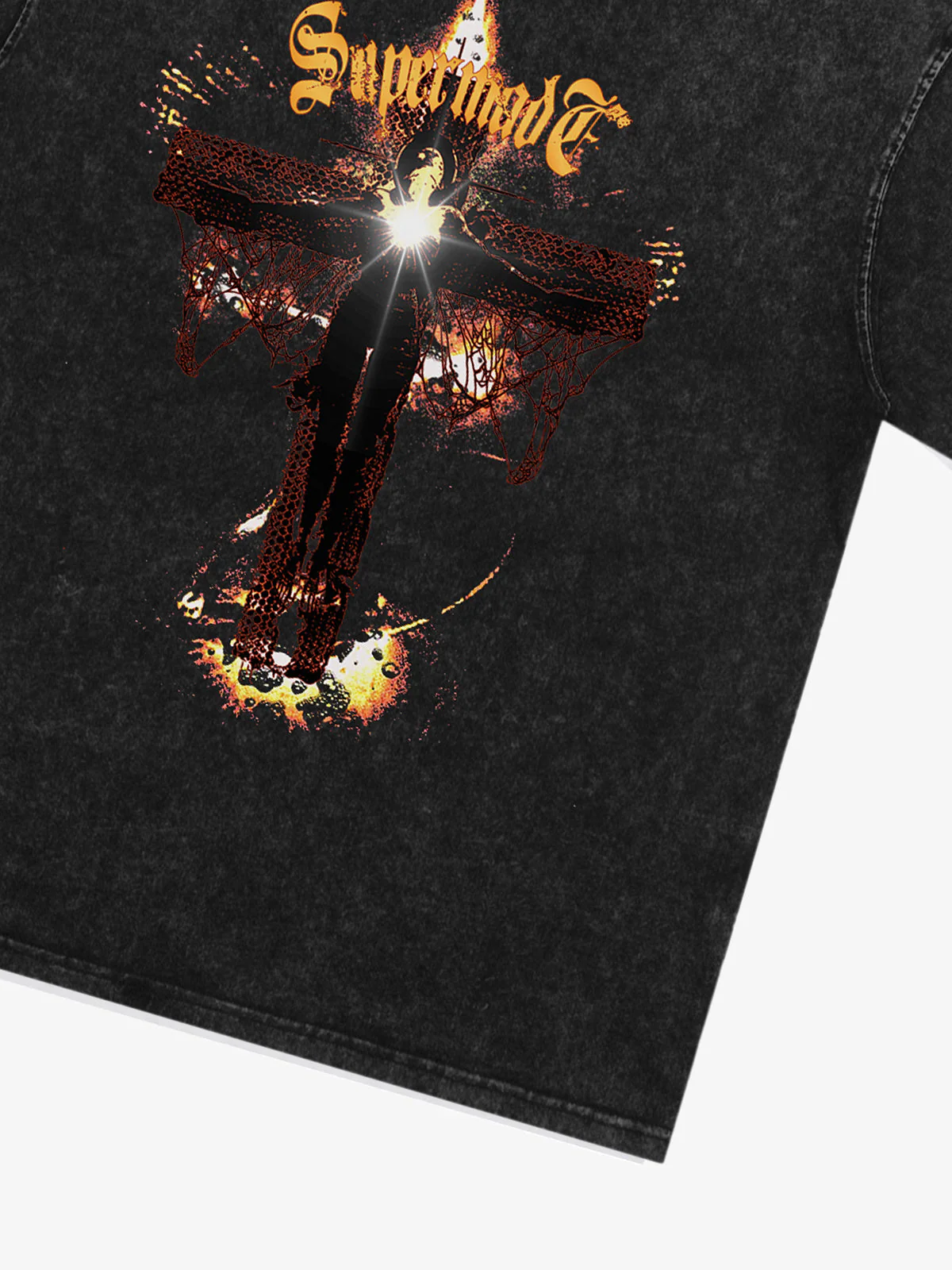 Washed Gothic Cross Graphic T-Shirt - Image 5