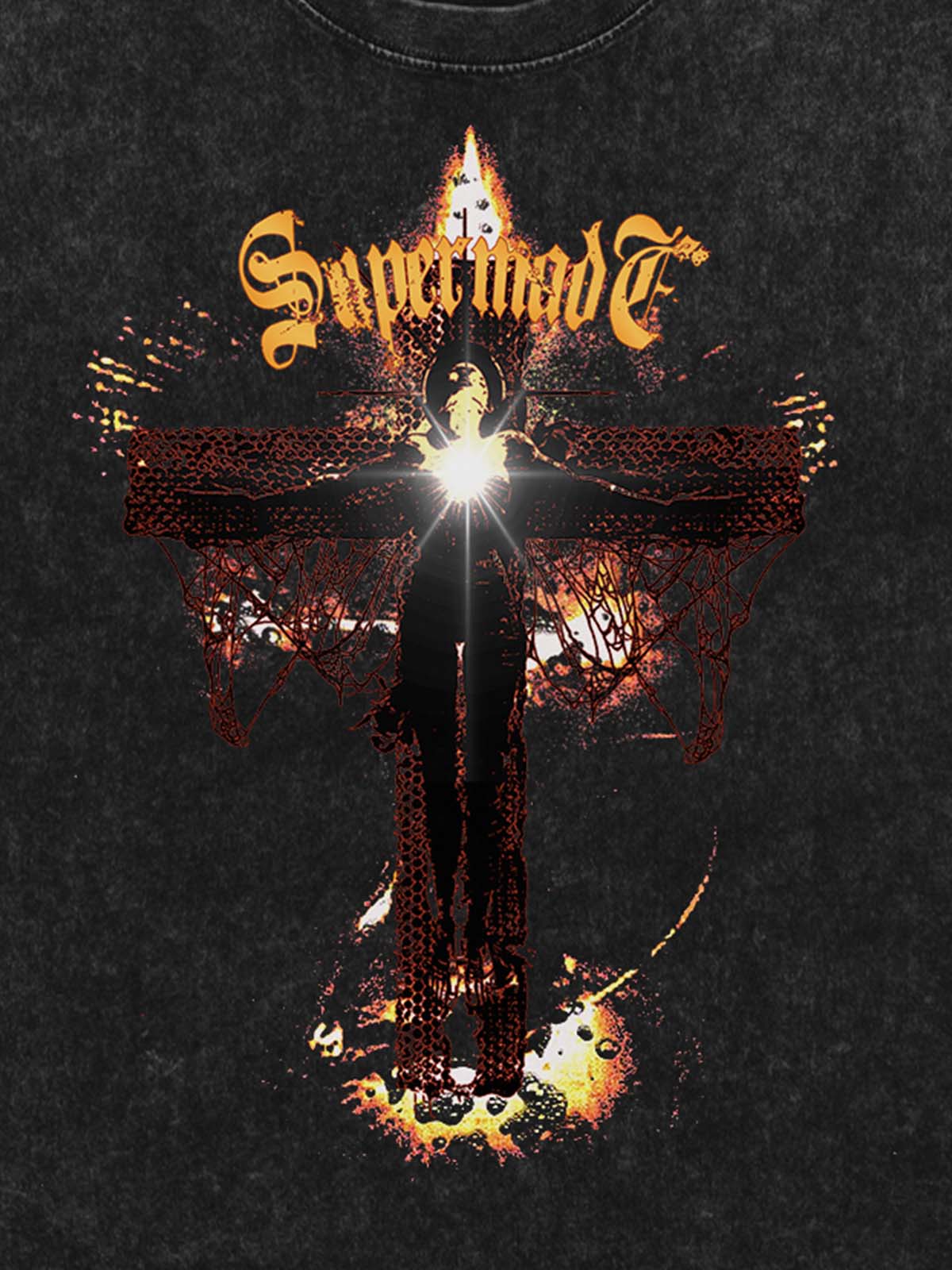 Washed Gothic Cross Graphic T-Shirt - Image 7