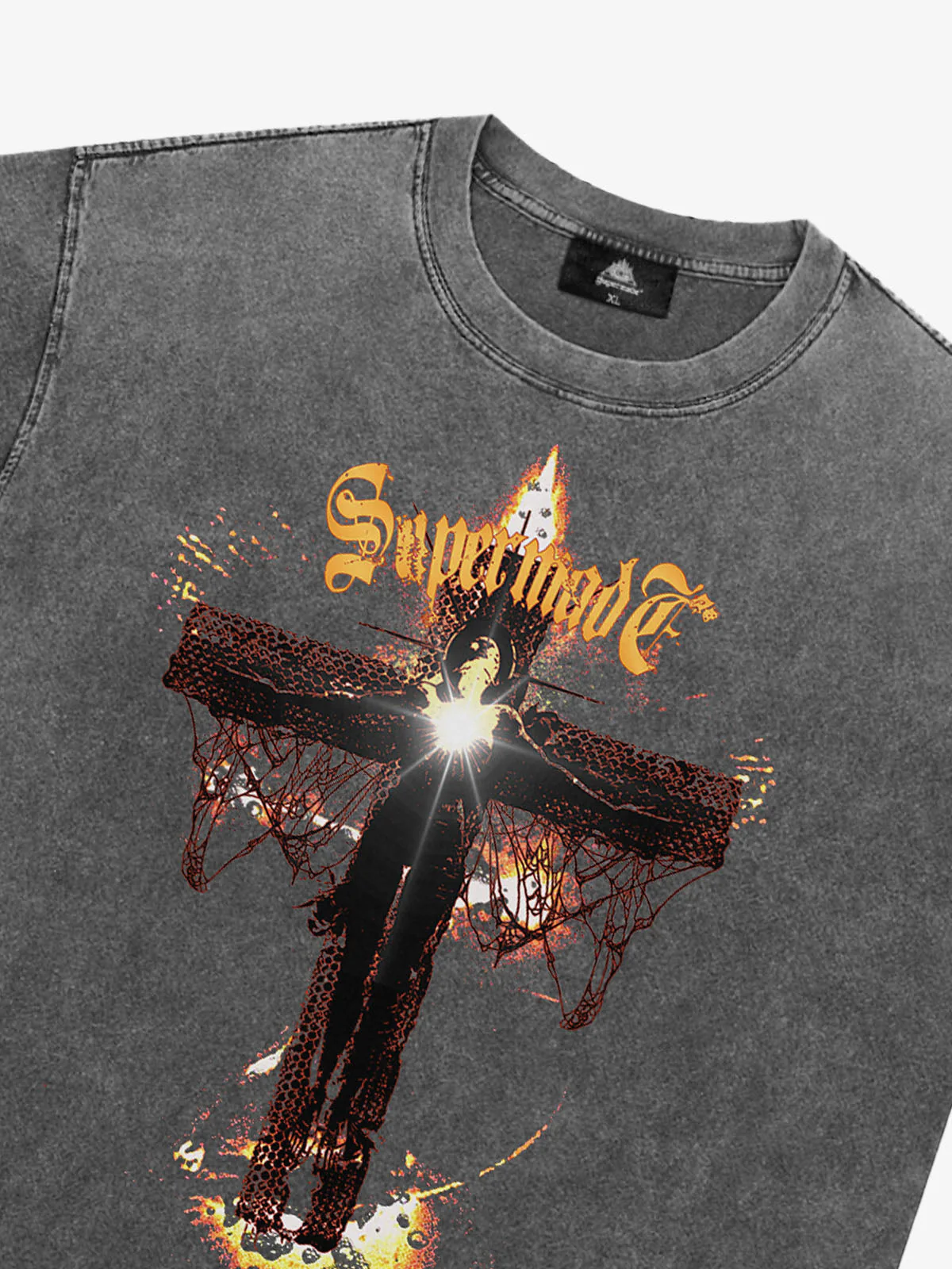 Washed Gothic Cross Graphic T-Shirt - Image 9