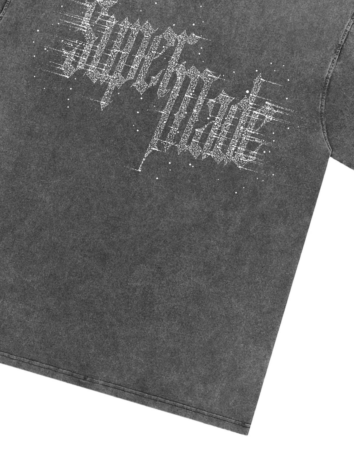 Washed Gothic Letter Imitation Diamond T-Shirt - Image 13