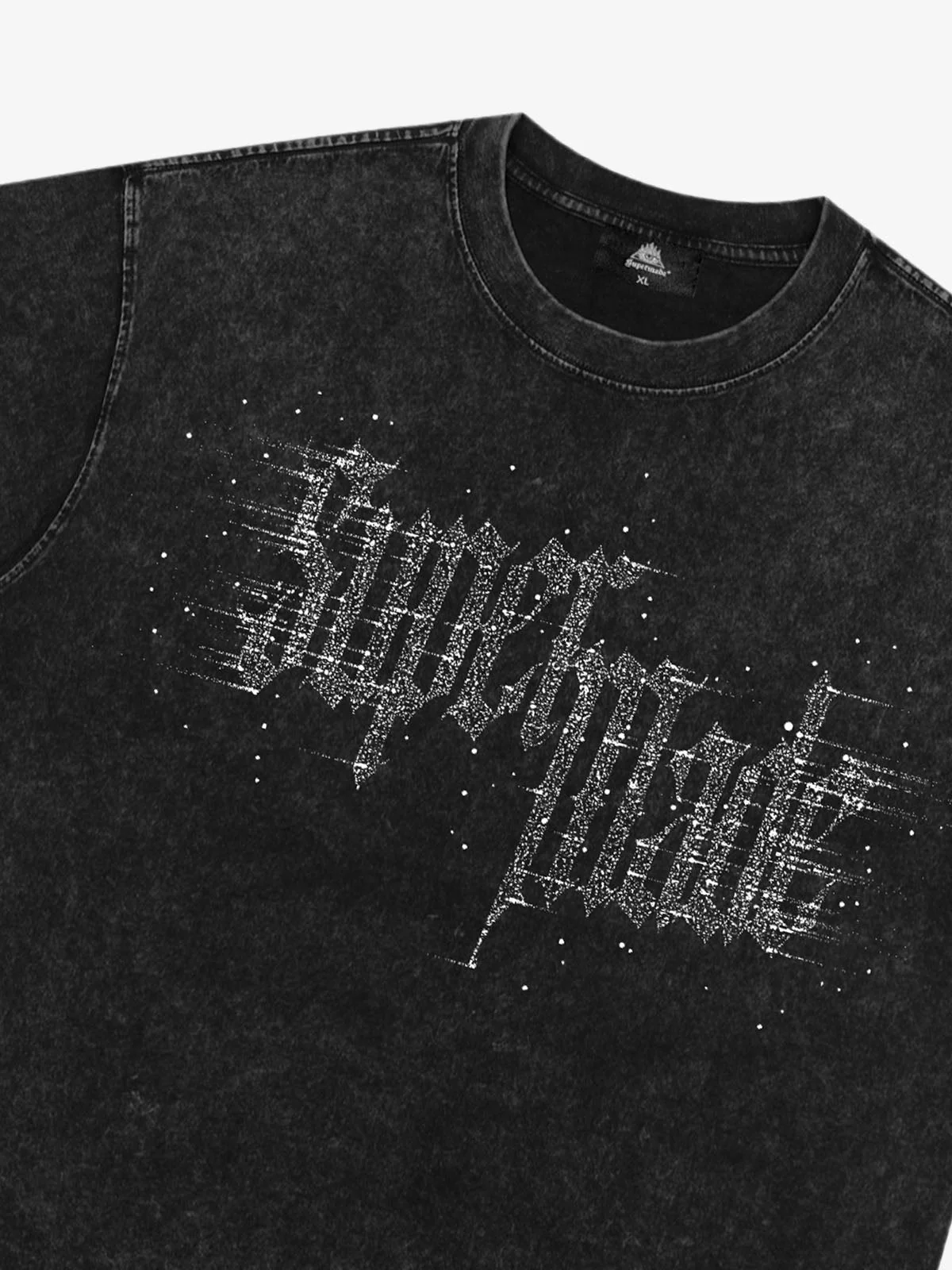 Washed Gothic Letter Imitation Diamond T-Shirt - Image 6