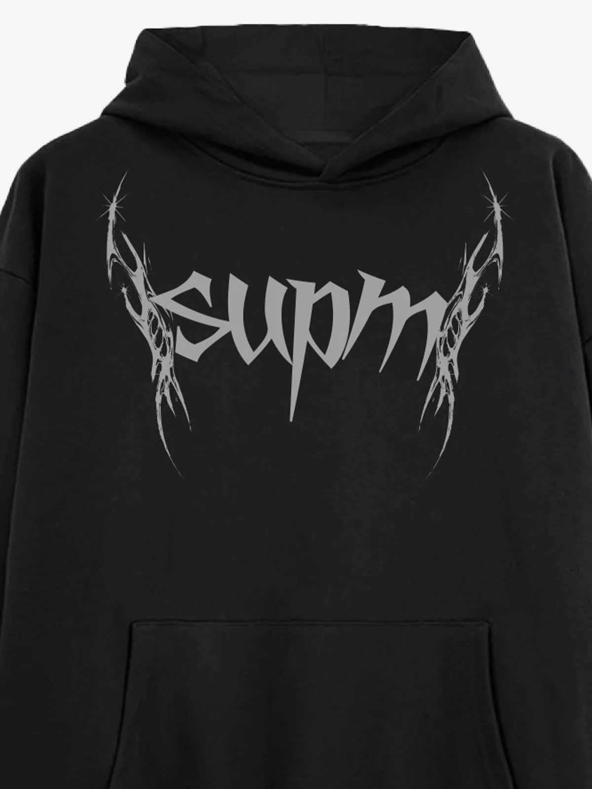 Washed Gothic Spike Letter Hoodie - Image 11