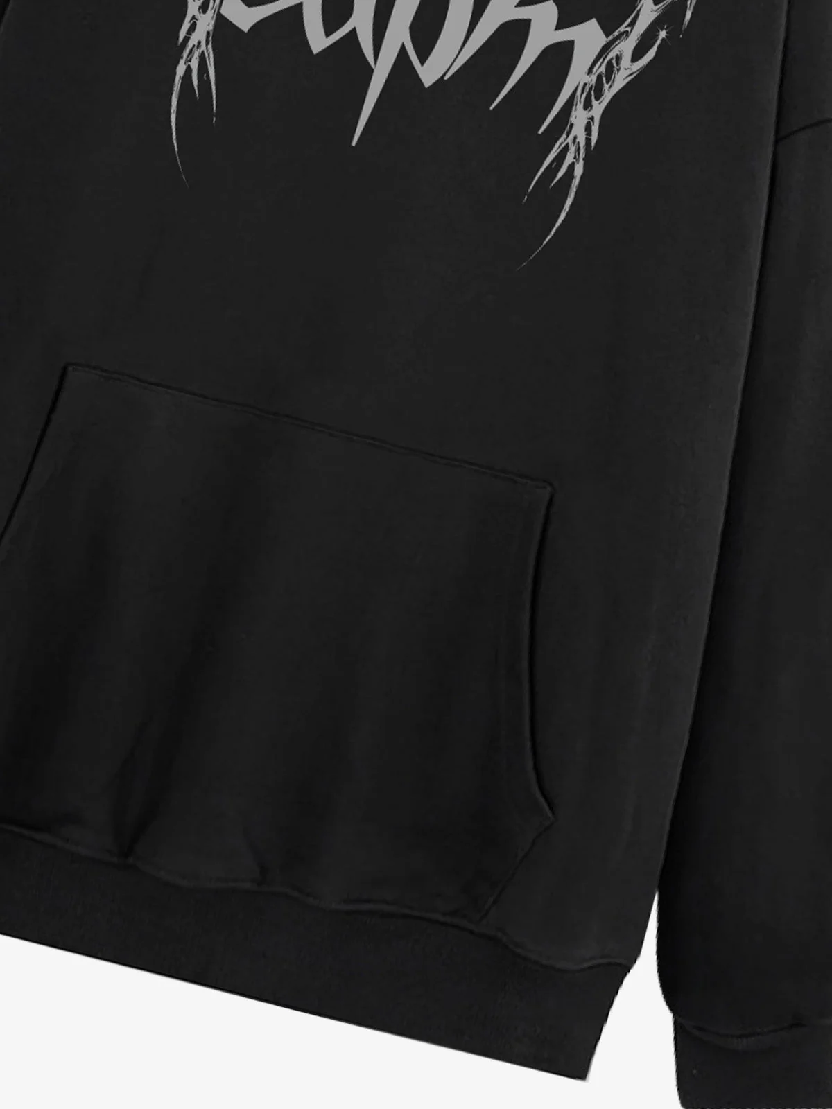 Washed Gothic Spike Letter Hoodie - Image 12
