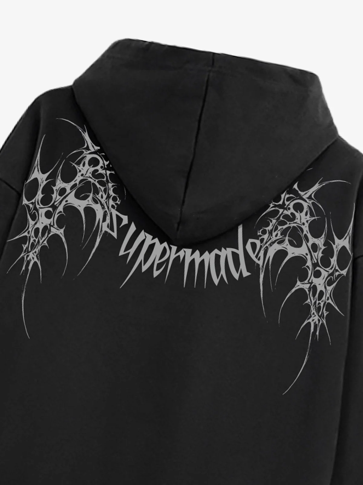 Washed Gothic Spike Letter Hoodie - Image 13