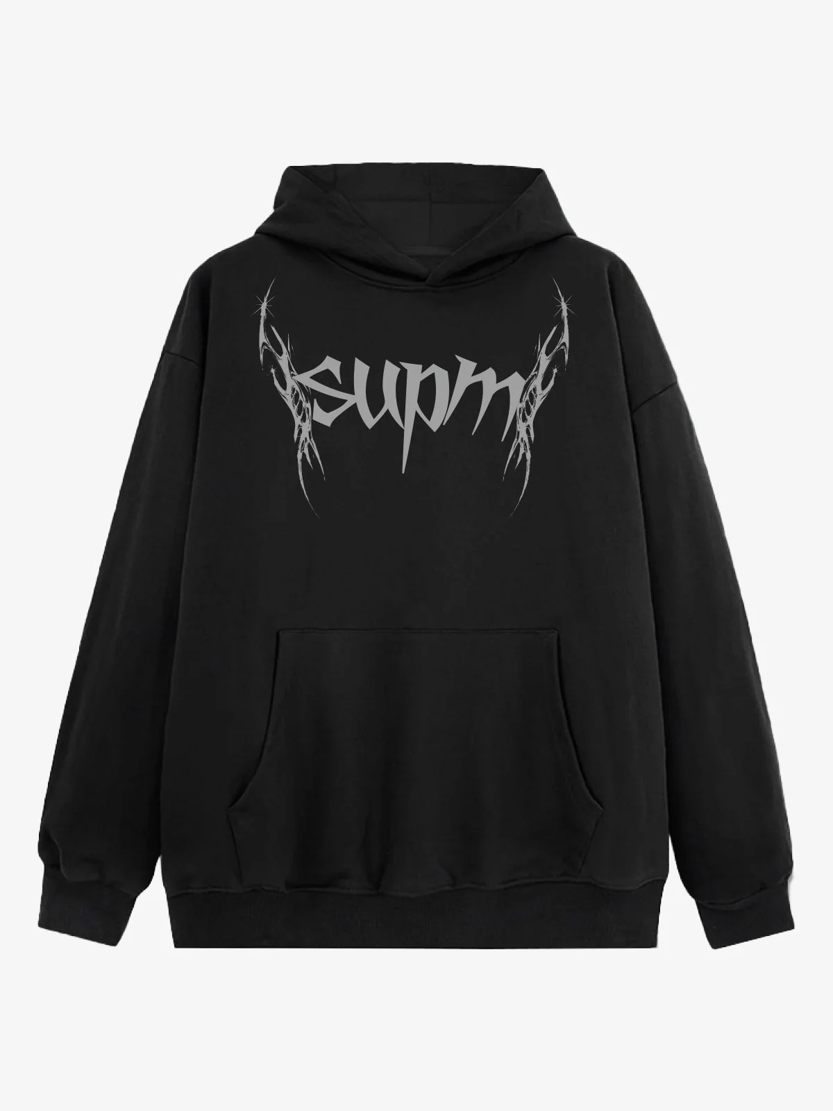 Washed Gothic Spike Letter Hoodie - Image 2