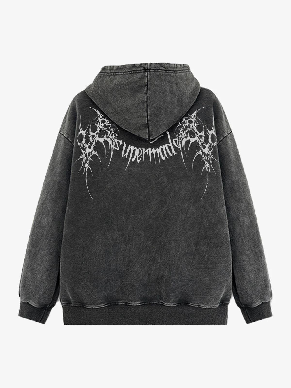 Washed Gothic Spike Letter Hoodie - Image 4