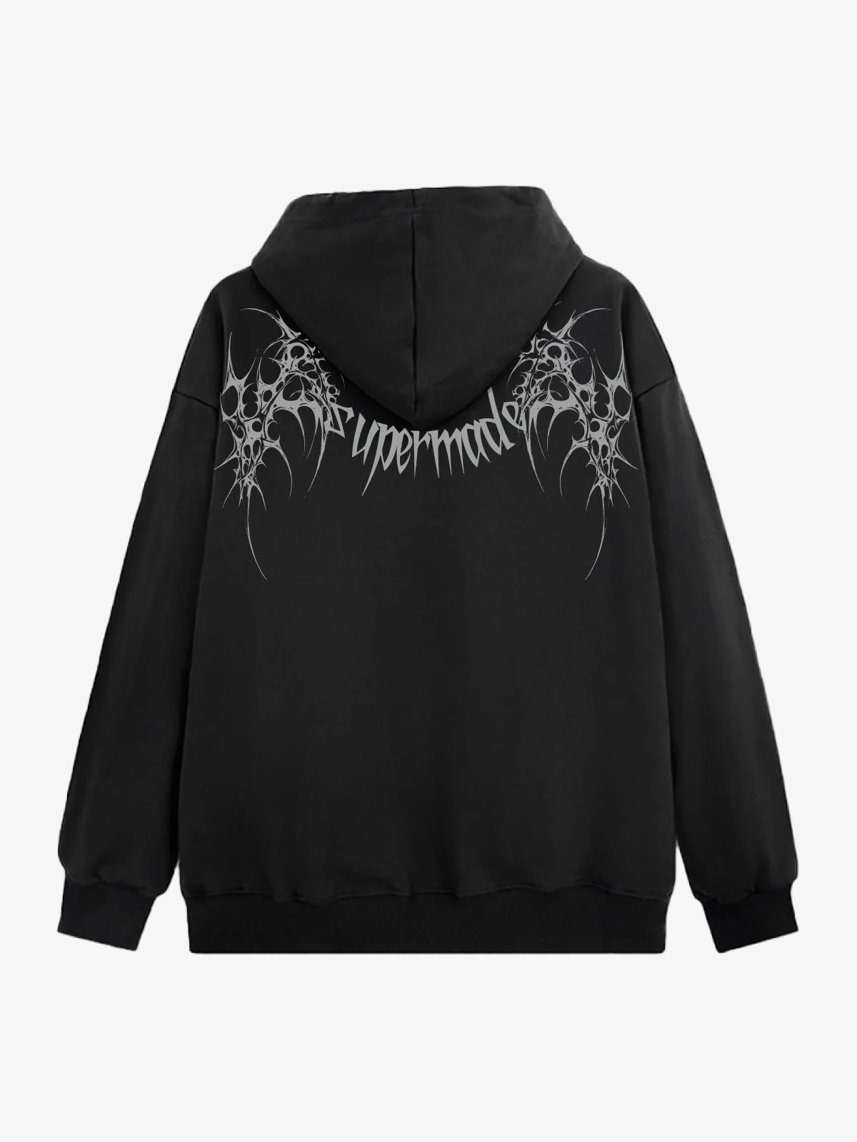 Washed Gothic Spike Letter Hoodie - Image 5