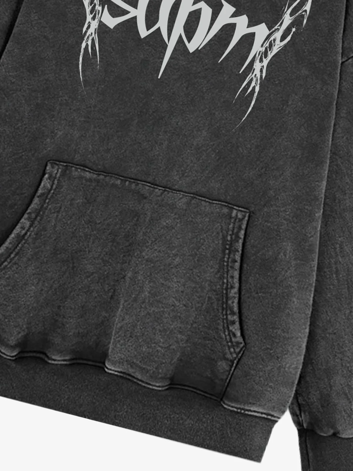 Washed Gothic Spike Letter Hoodie - Image 8