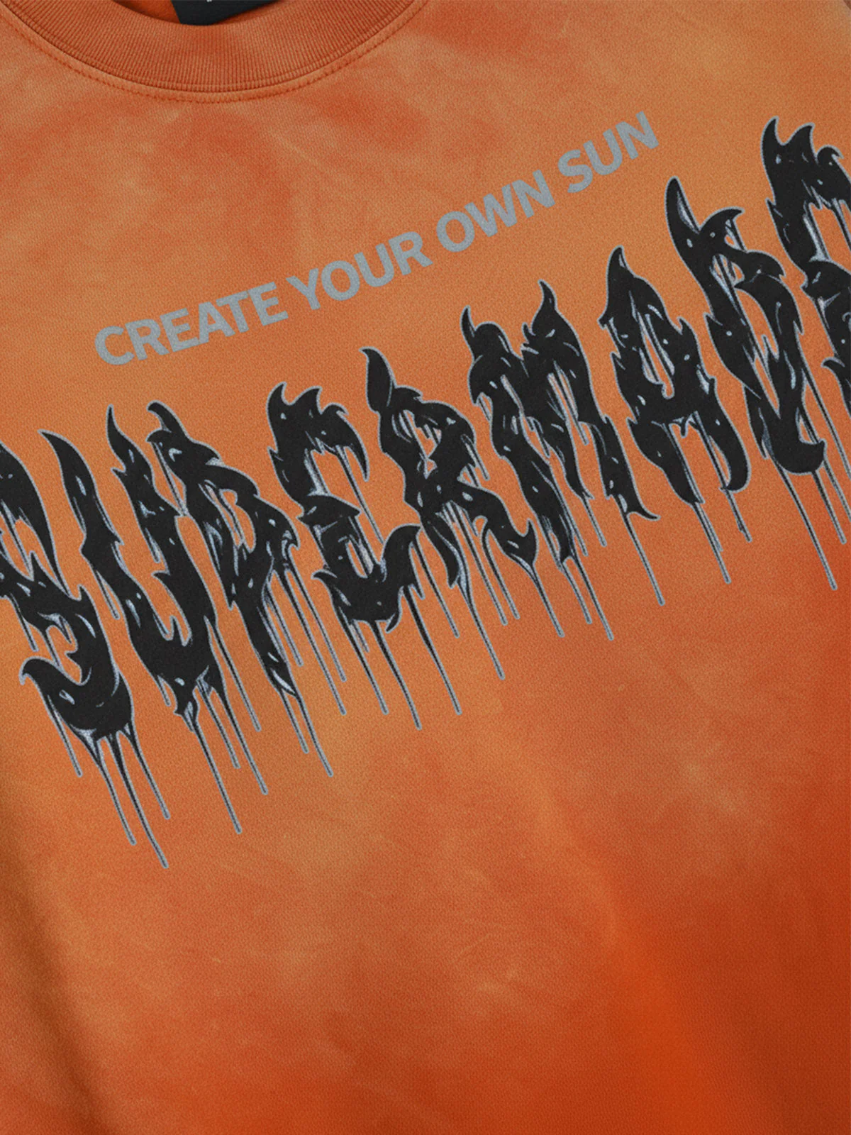 Washed Gradient Gothic Logo Graphic Cotton T-Shirt - Image 4