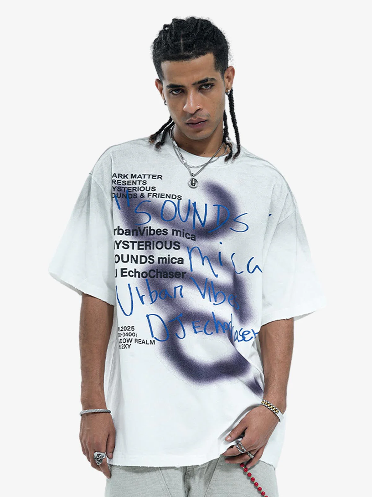 Washed Graffiti Text Print Spray Effect T-Shirt