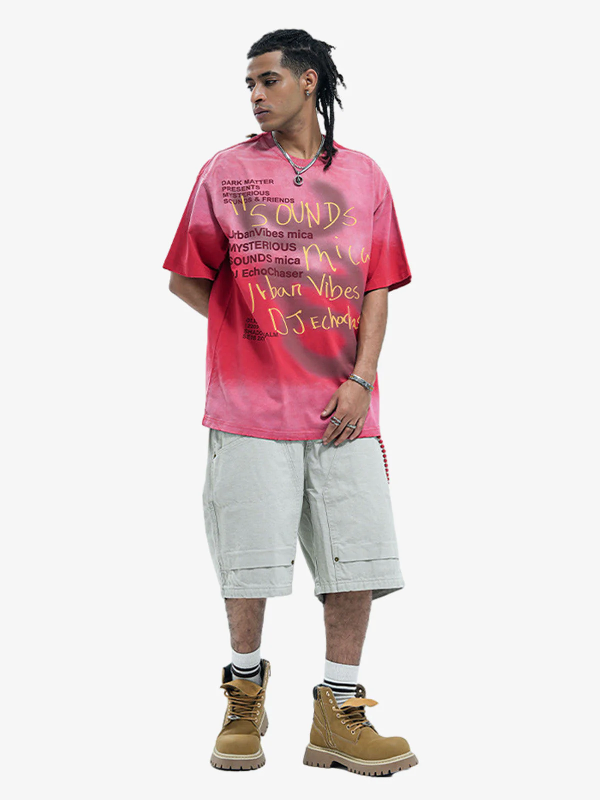 Washed Graffiti Text Print Spray Effect T-Shirt - Image 12