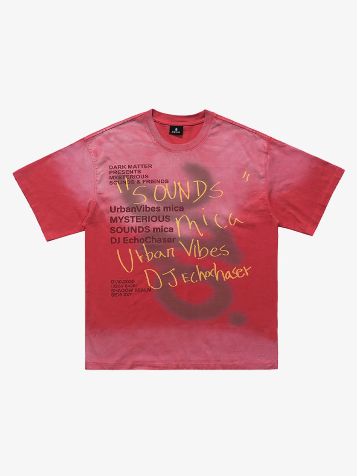 Washed Graffiti Text Print Spray Effect T-Shirt - Image 3