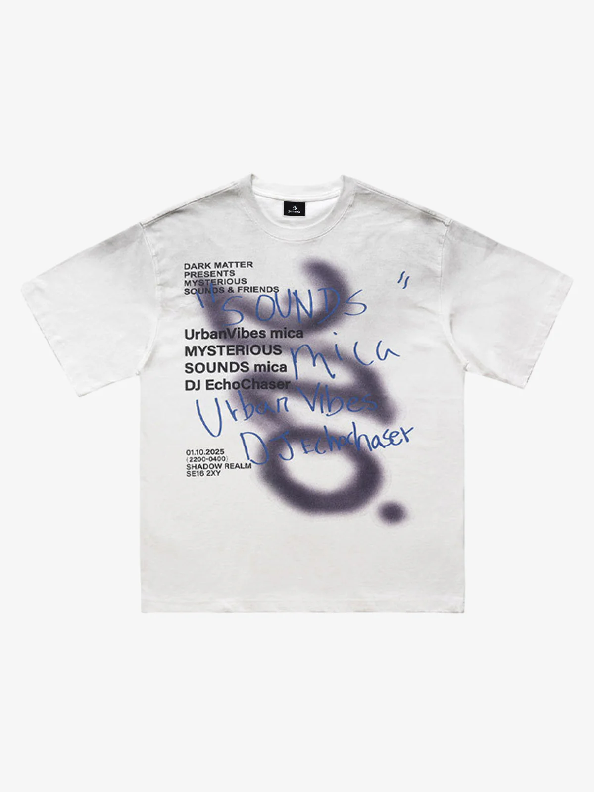 Washed Graffiti Text Print Spray Effect T-Shirt - Image 4
