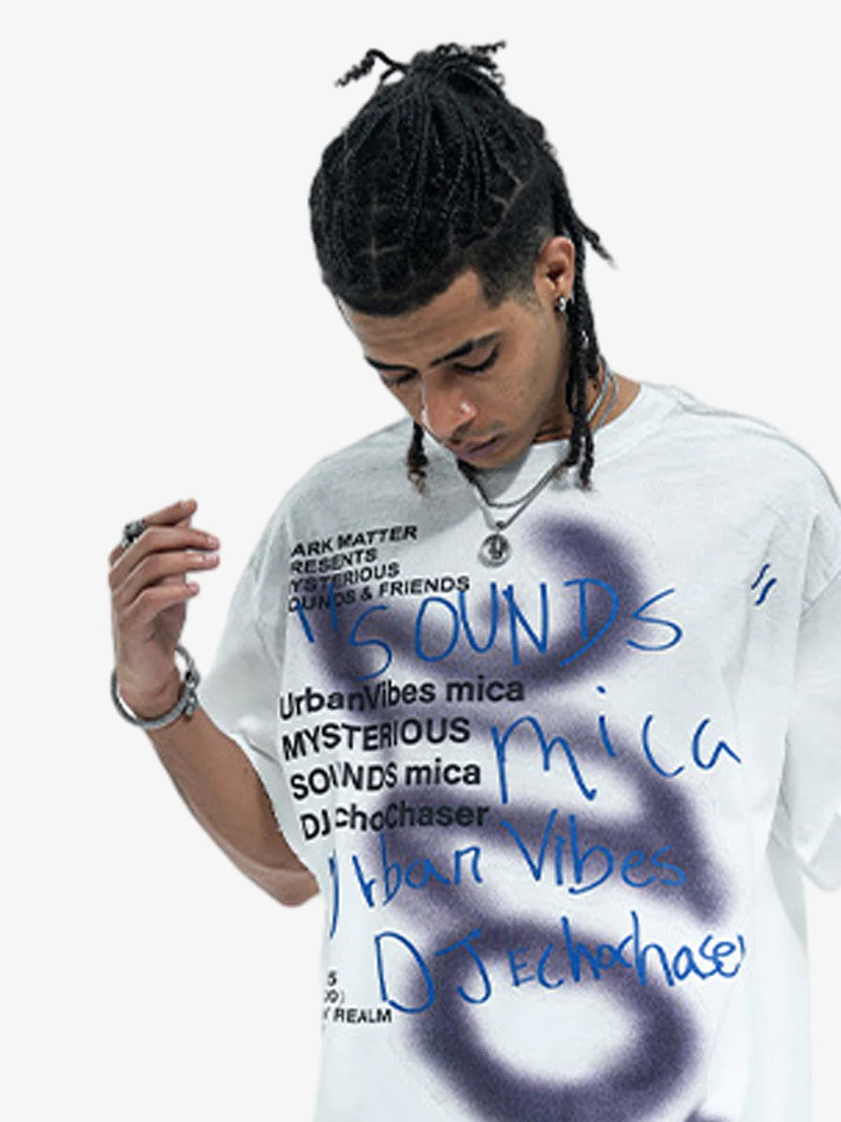 Washed Graffiti Text Print Spray Effect T-Shirt - Image 5
