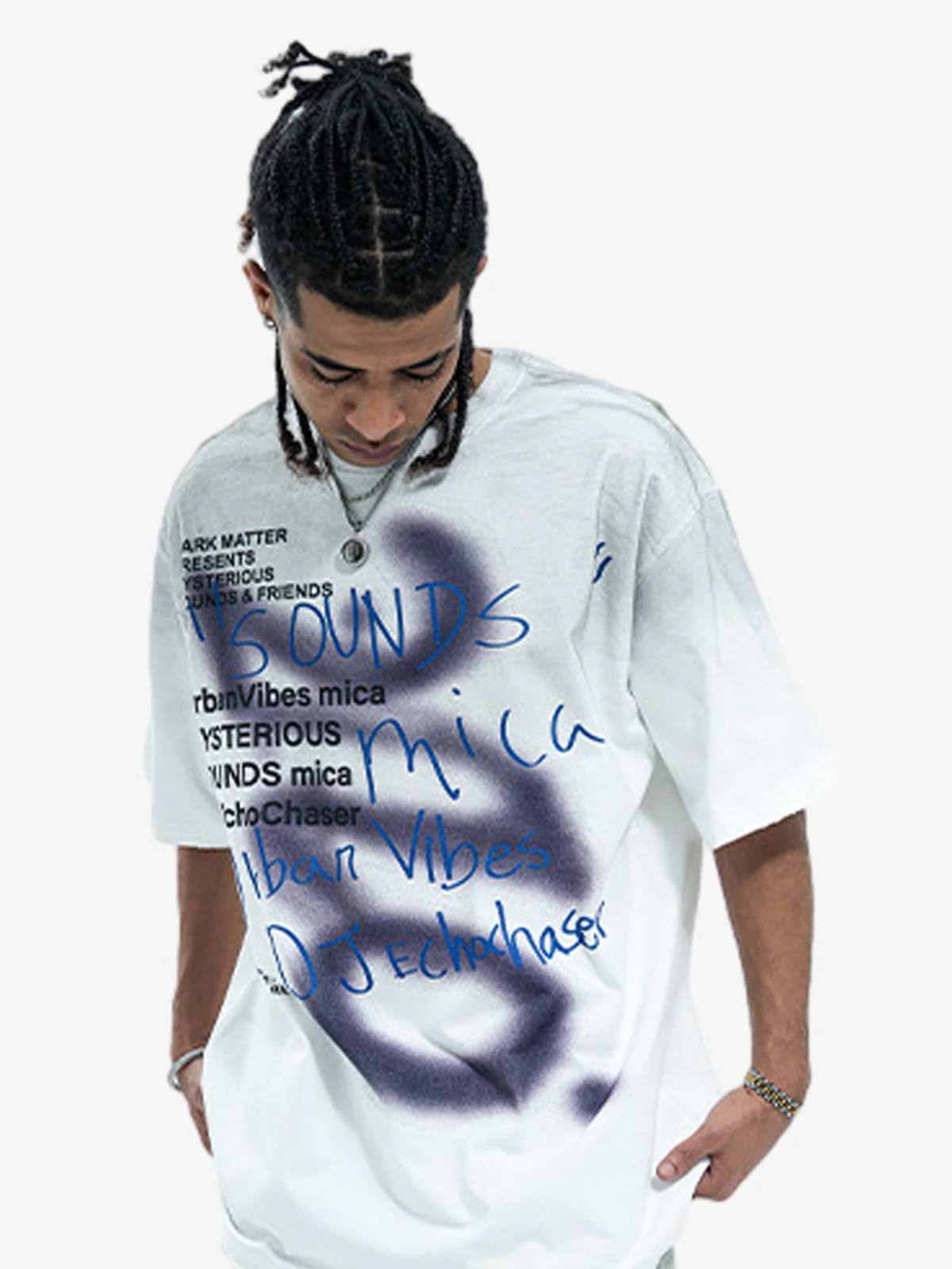 Washed Graffiti Text Print Spray Effect T-Shirt - Image 6