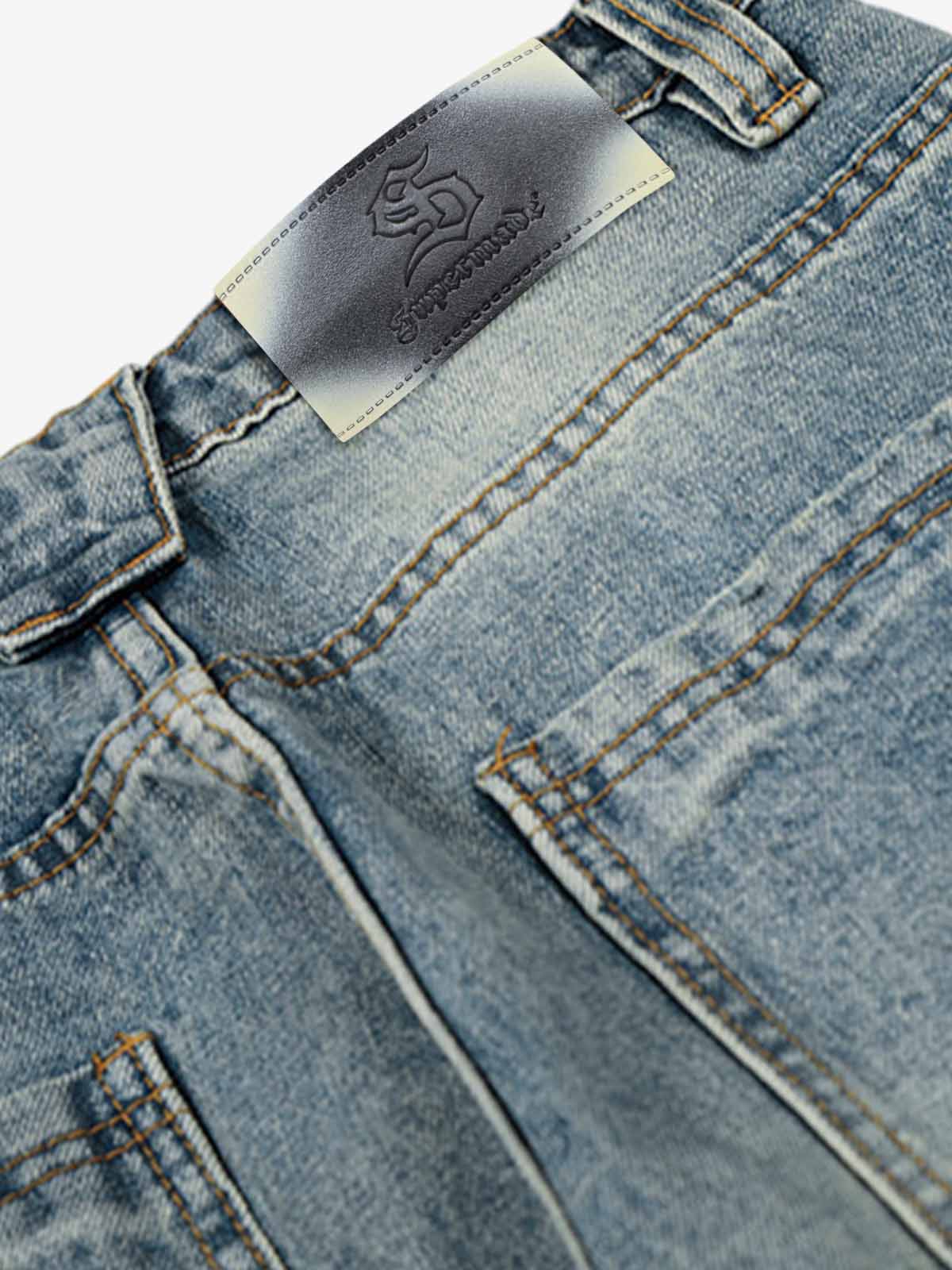 Washed Metal Hook Front Design Barrel Jeans - Image 5