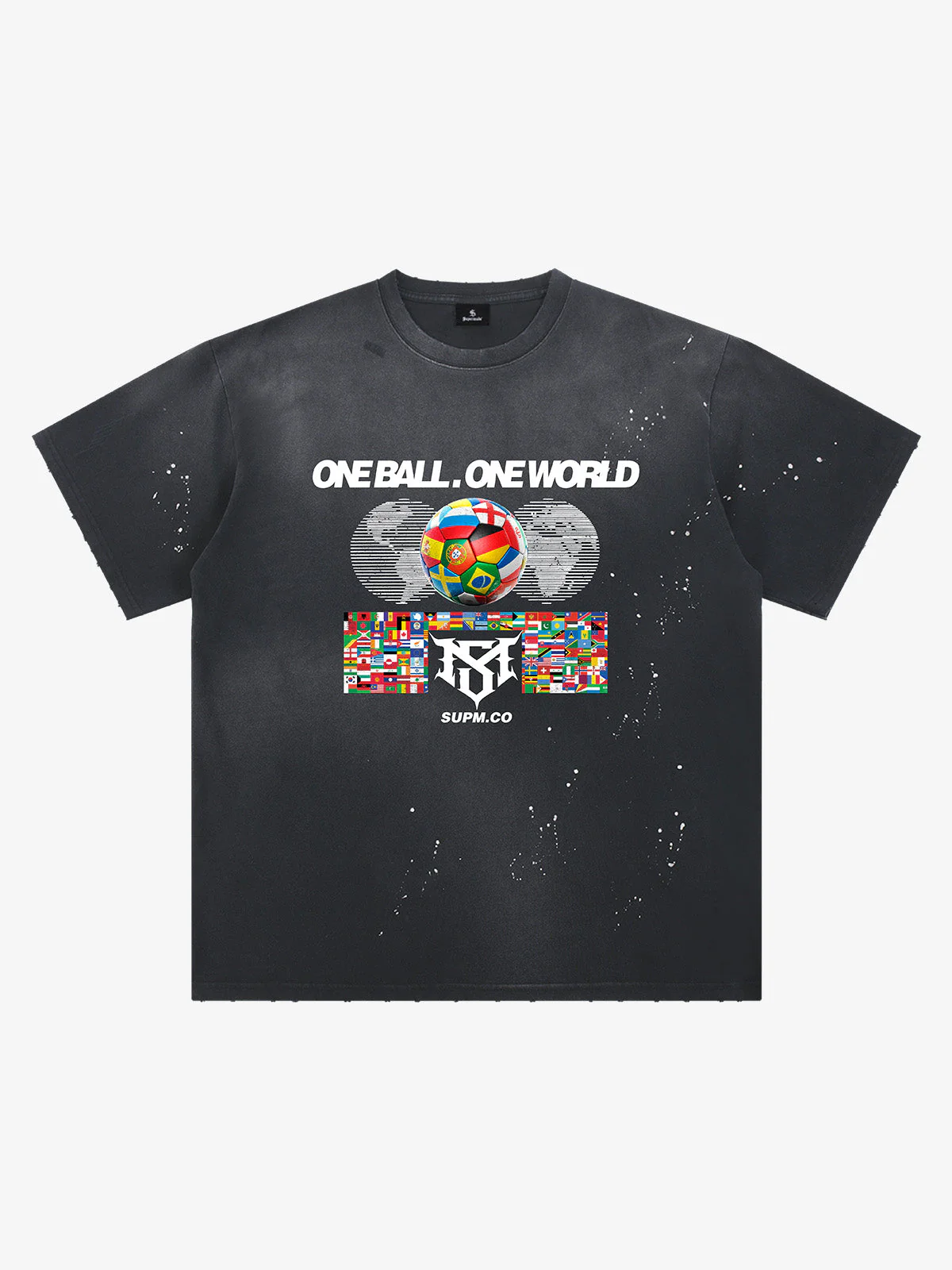 Washed One Ball One World Soccer Graphic T-Shirt