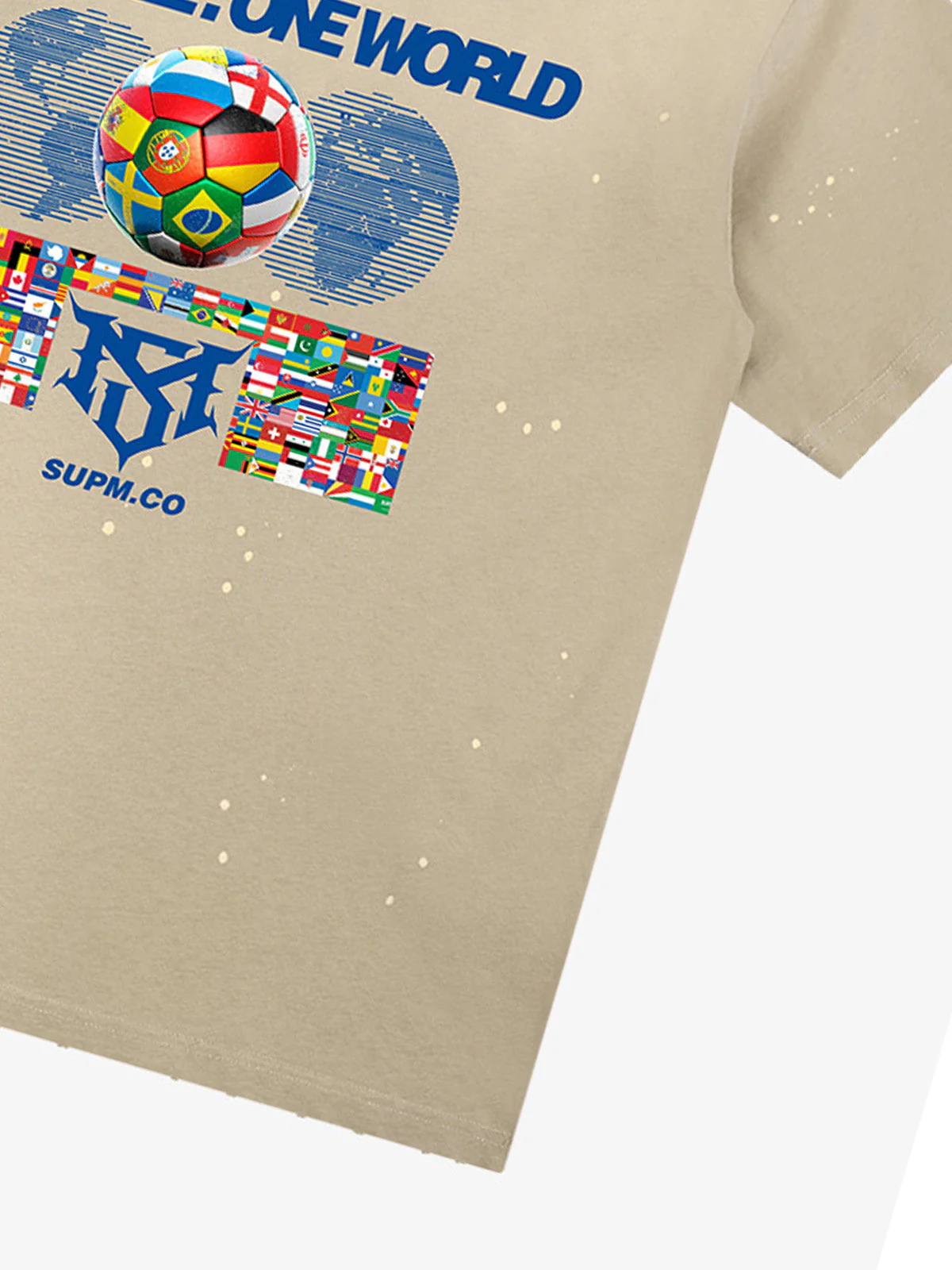 Washed One Ball One World Soccer Graphic T-Shirt - Image 10