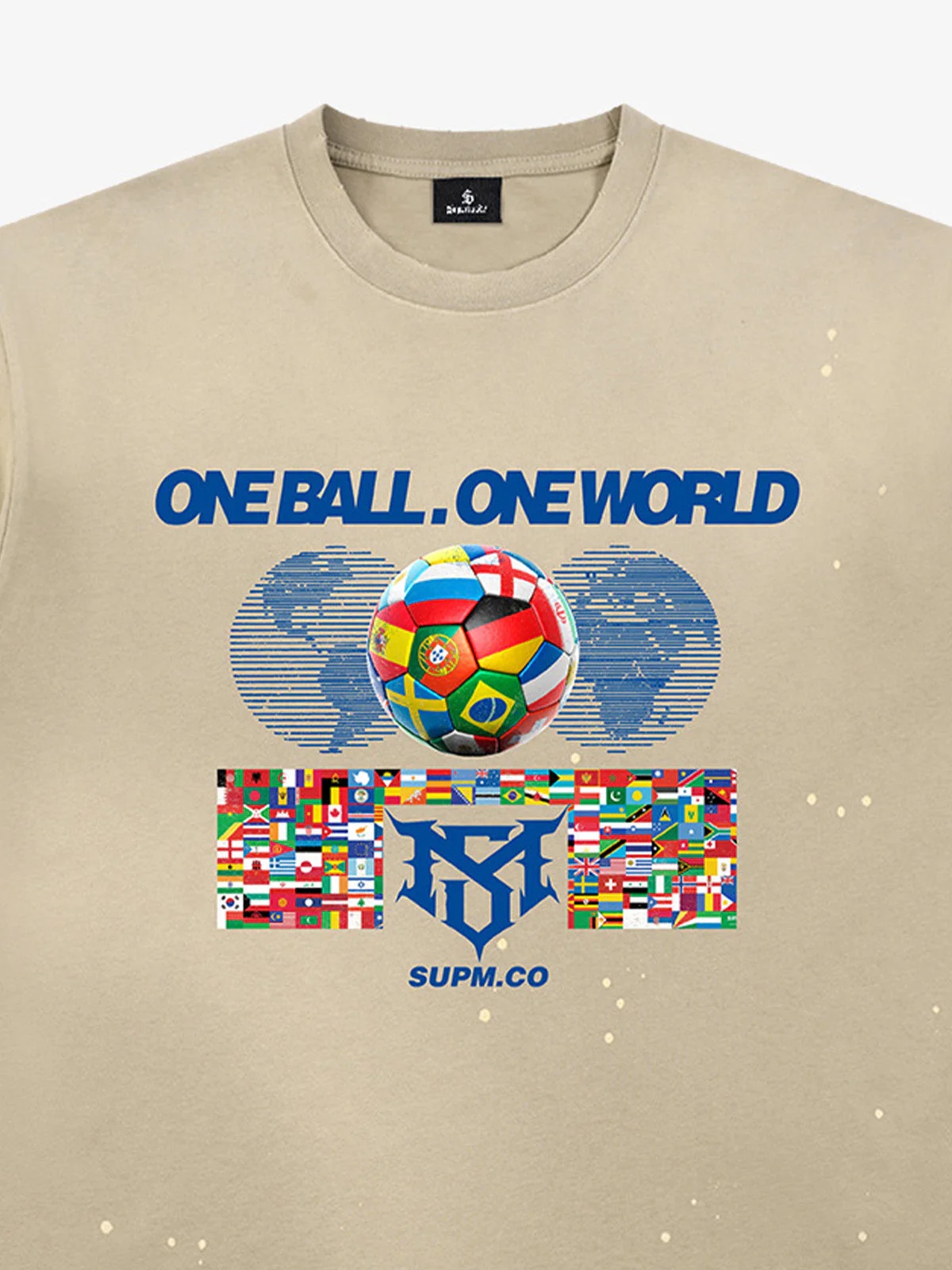 Washed One Ball One World Soccer Graphic T-Shirt - Image 7