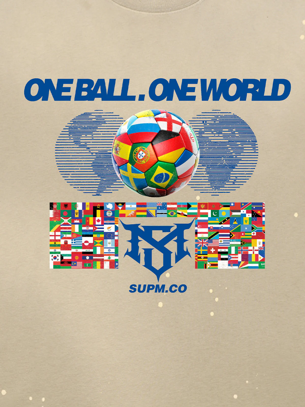 Washed One Ball One World Soccer Graphic T-Shirt - Image 8