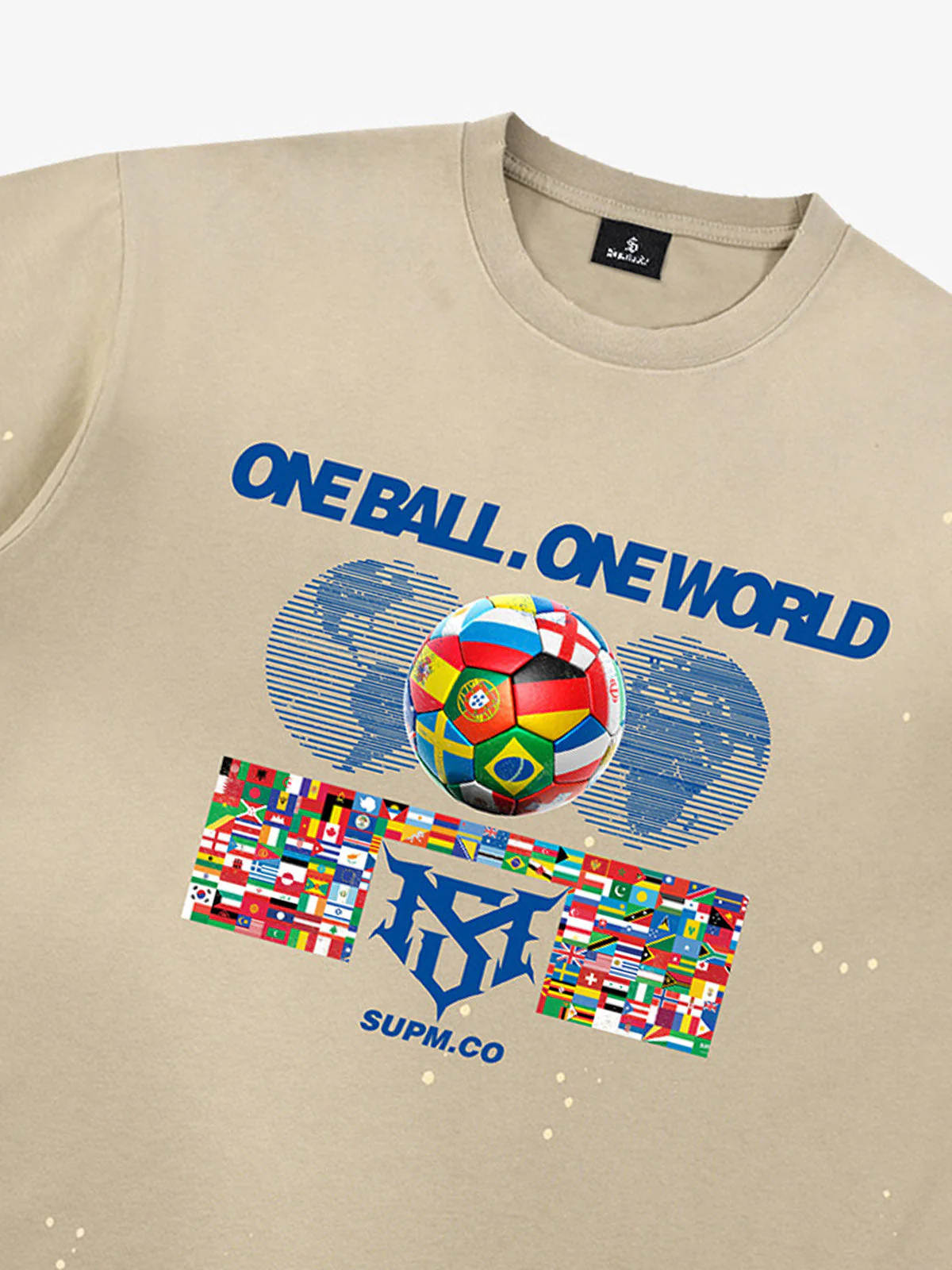 Washed One Ball One World Soccer Graphic T-Shirt - Image 9