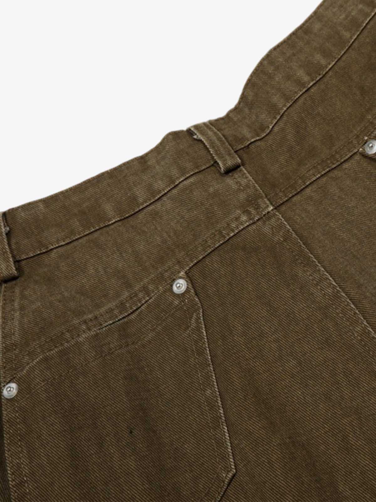 Washed Panel Cut Wide Leg Denim Jeans - Image 9
