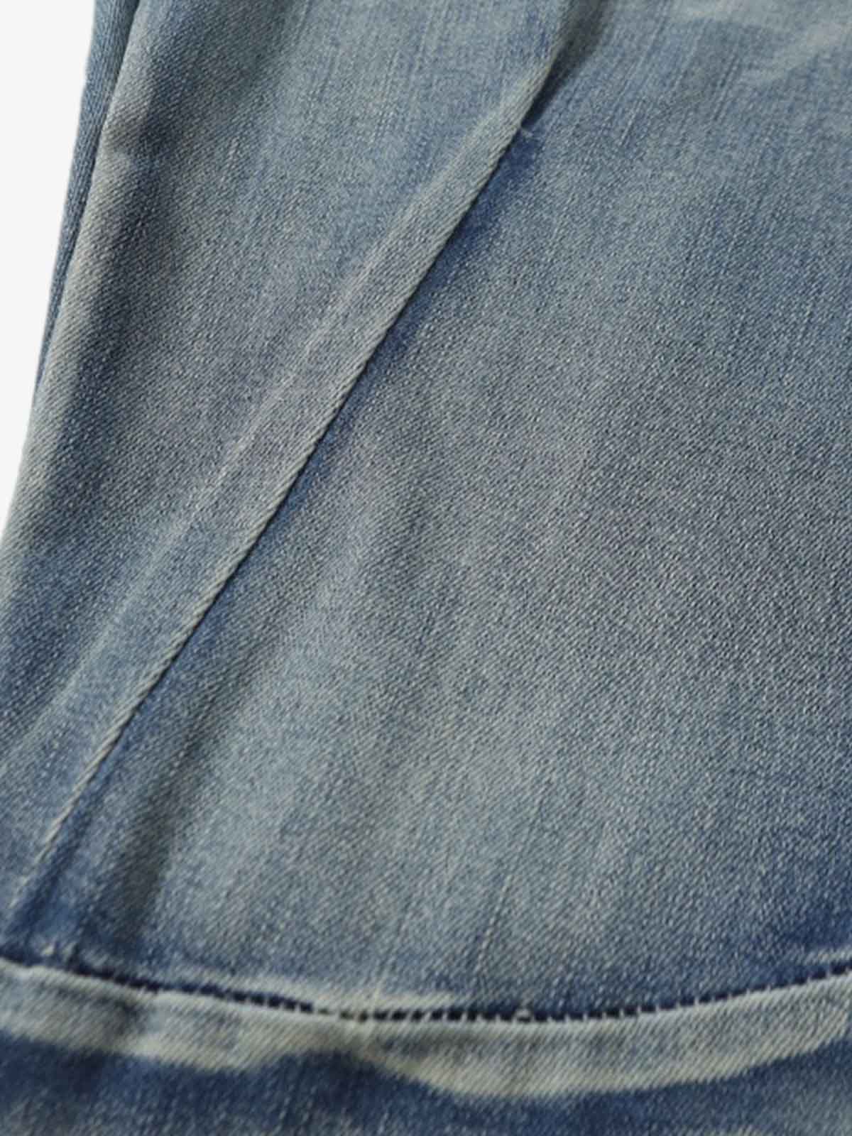 Washed Panel Seam Flare Jeans - Image 7