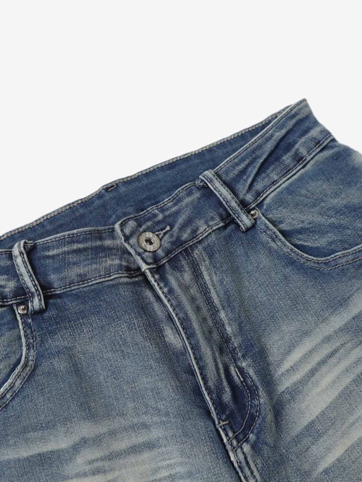Washed Panel Seam Flare Jeans - Image 8