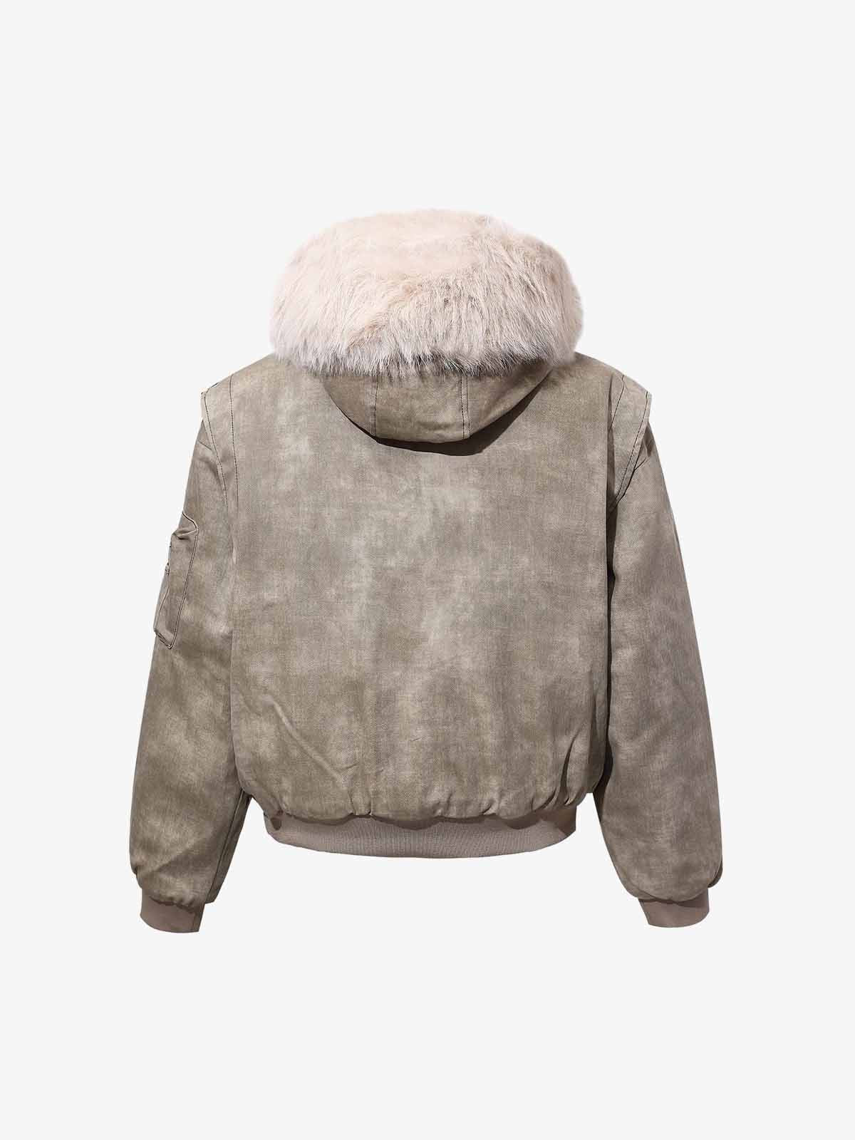 Washed Patchwork Contrast Bomber Jacket - Image 13