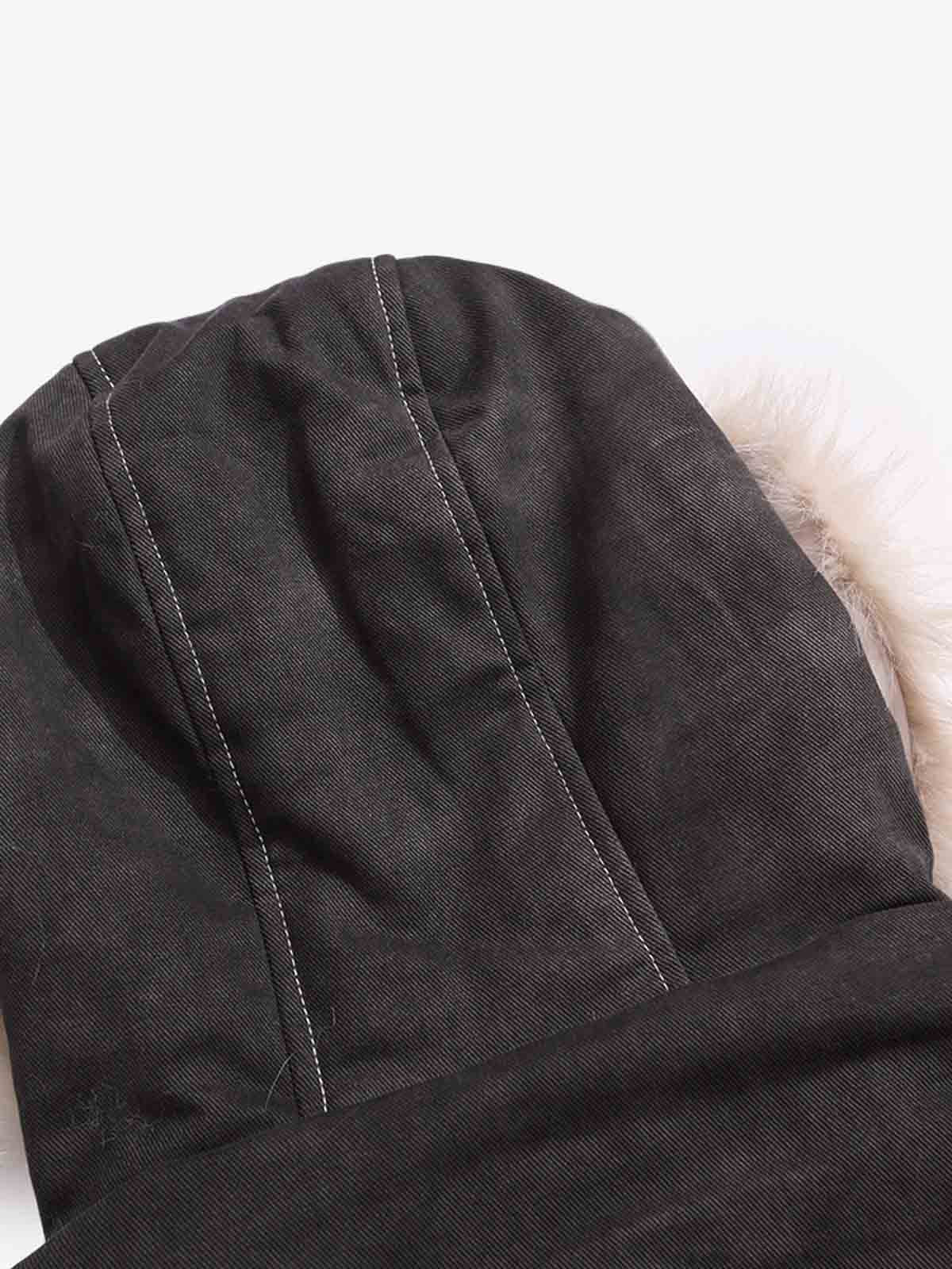 Washed Patchwork Contrast Bomber Jacket - Image 19