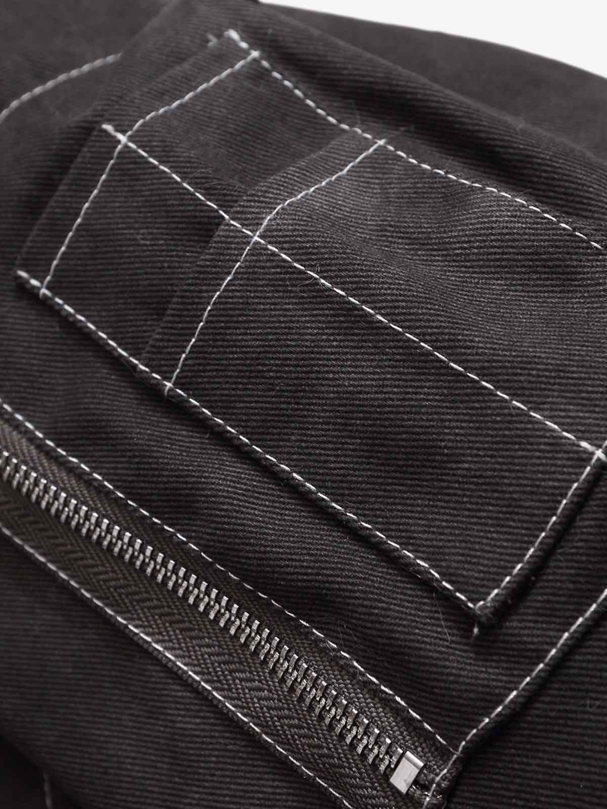 Washed Patchwork Contrast Bomber Jacket - Image 20